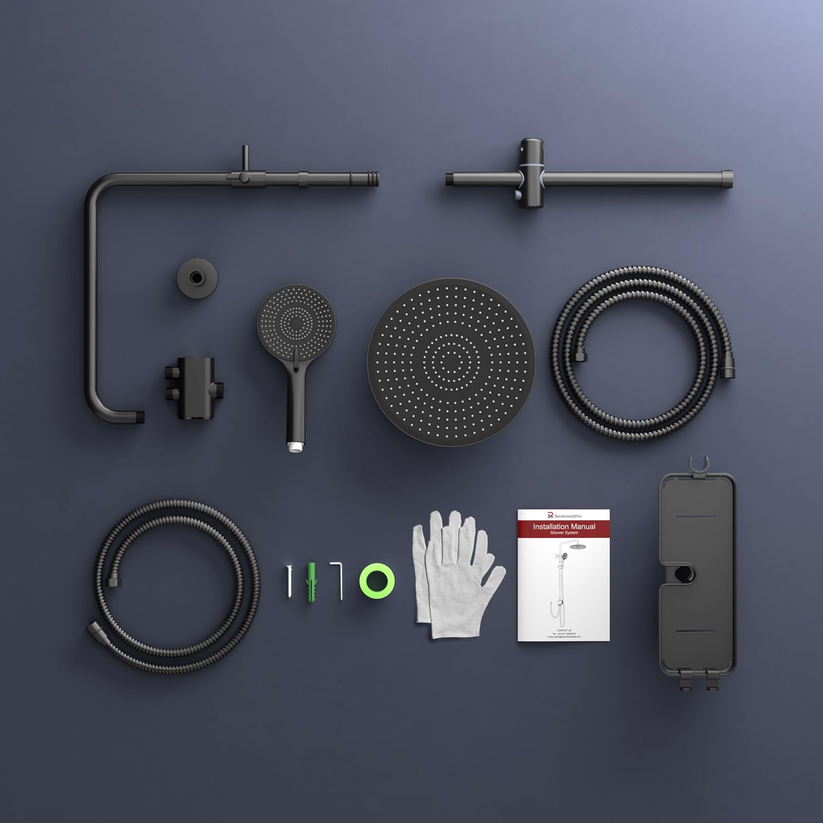 Shower Kit with Button Diverter with Shelf