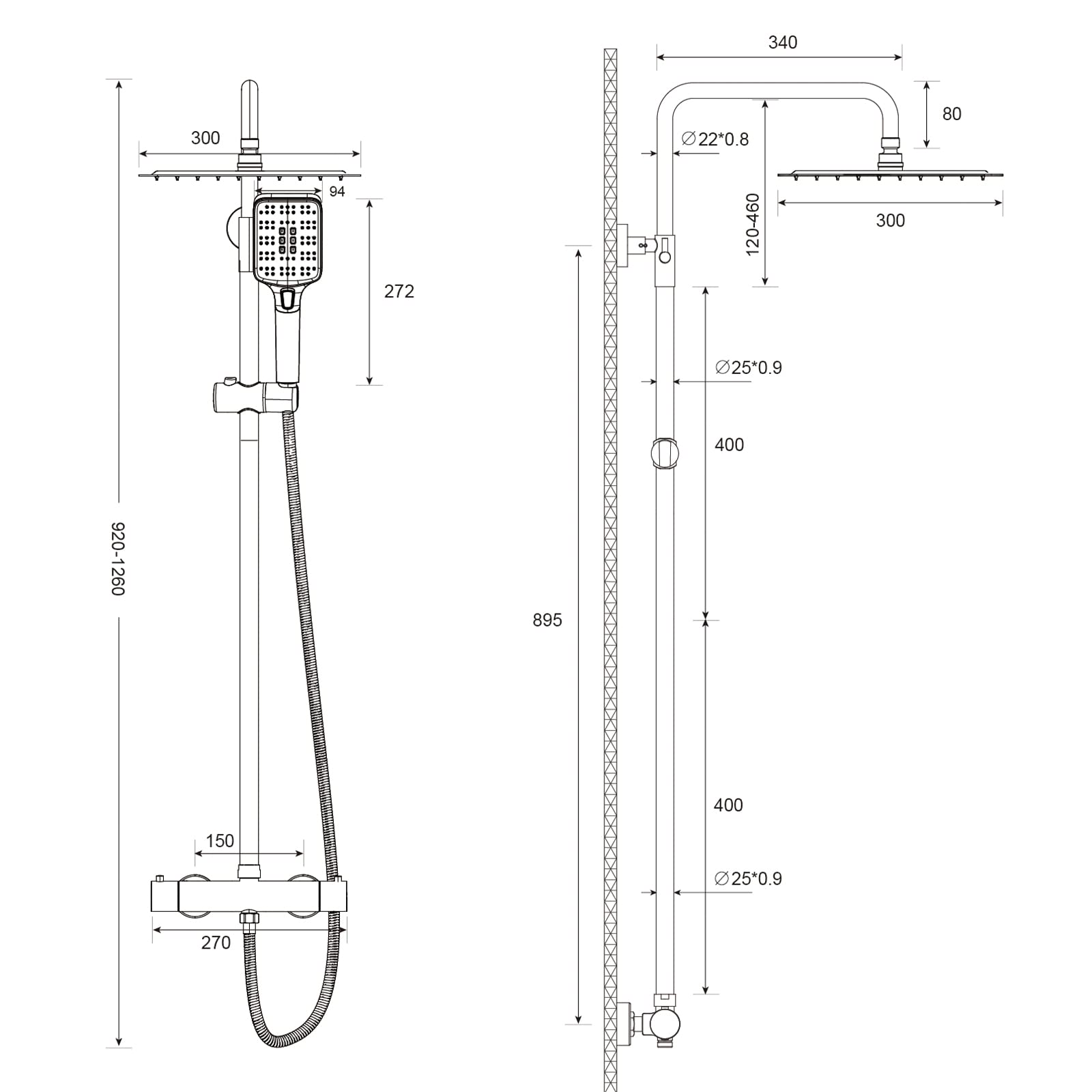 Traditional Shower Set (Thermostatic)