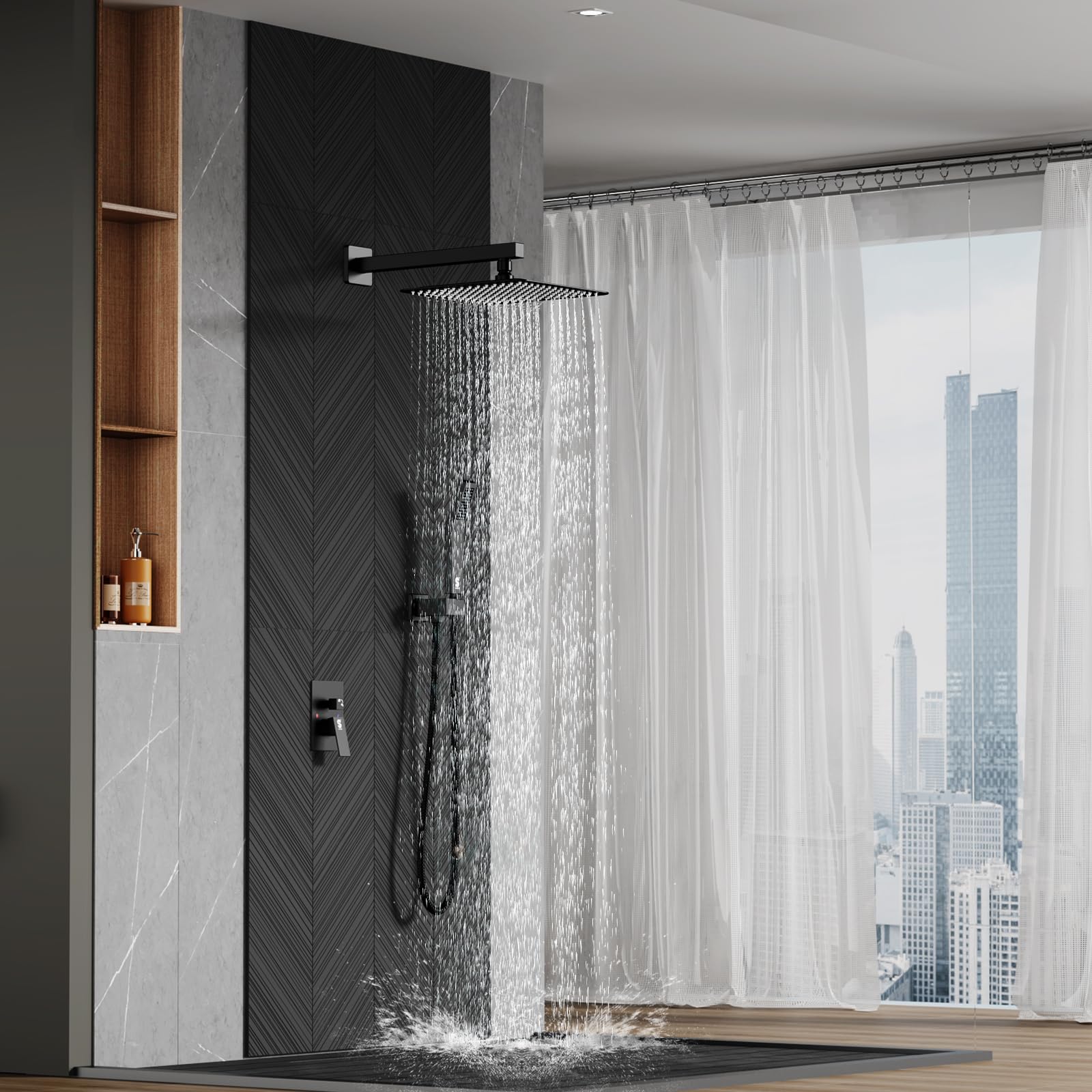 Wall-mounted Shower Arm Shower System(Square)