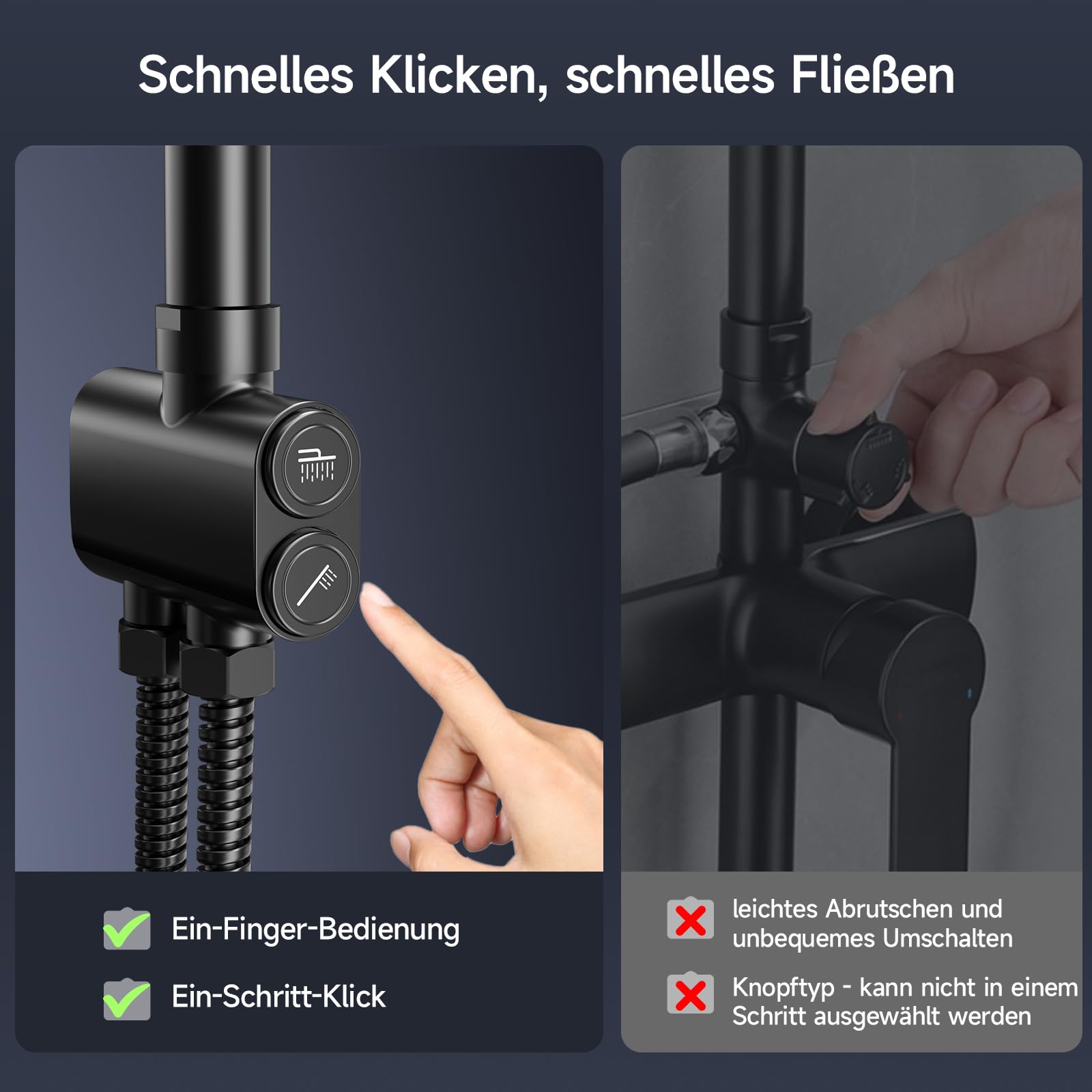 Shower Kit with Button Diverter with Shelf