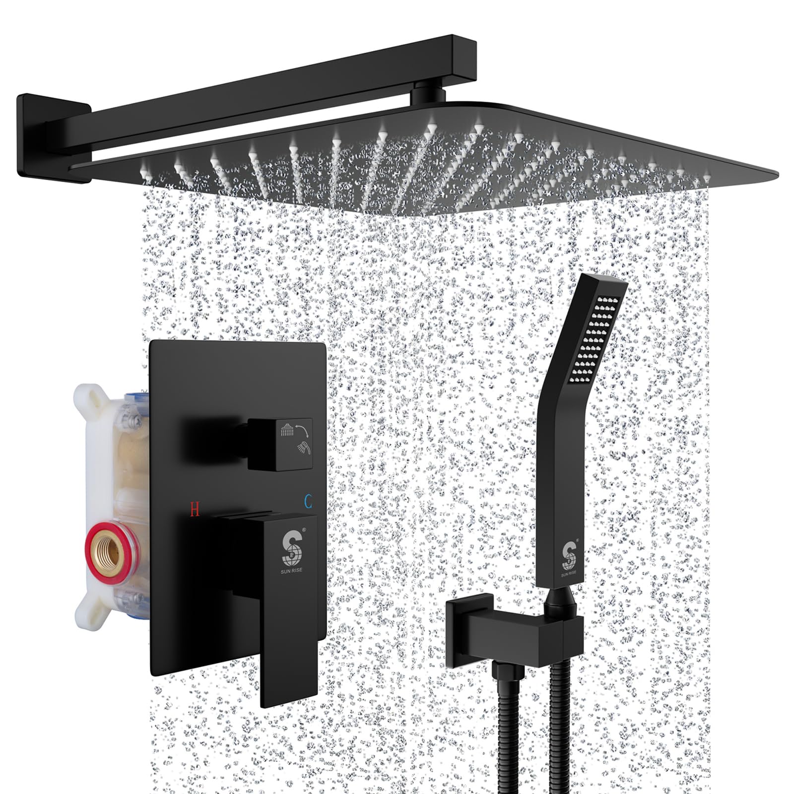 Wall-mounted Shower Arm Shower System(Square)