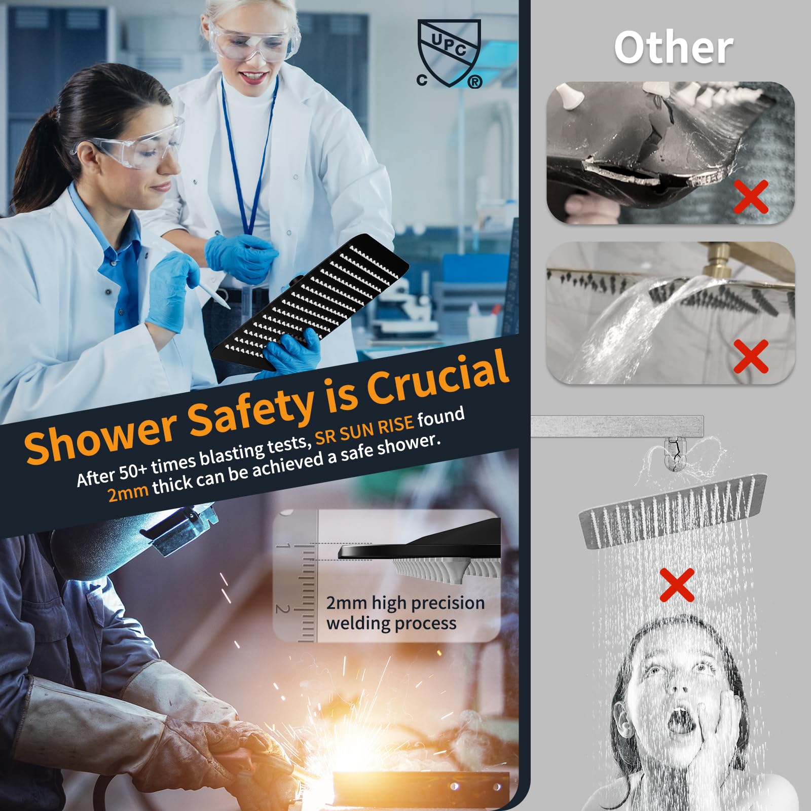 Wall-mounted Shower Arm Shower System(Square)