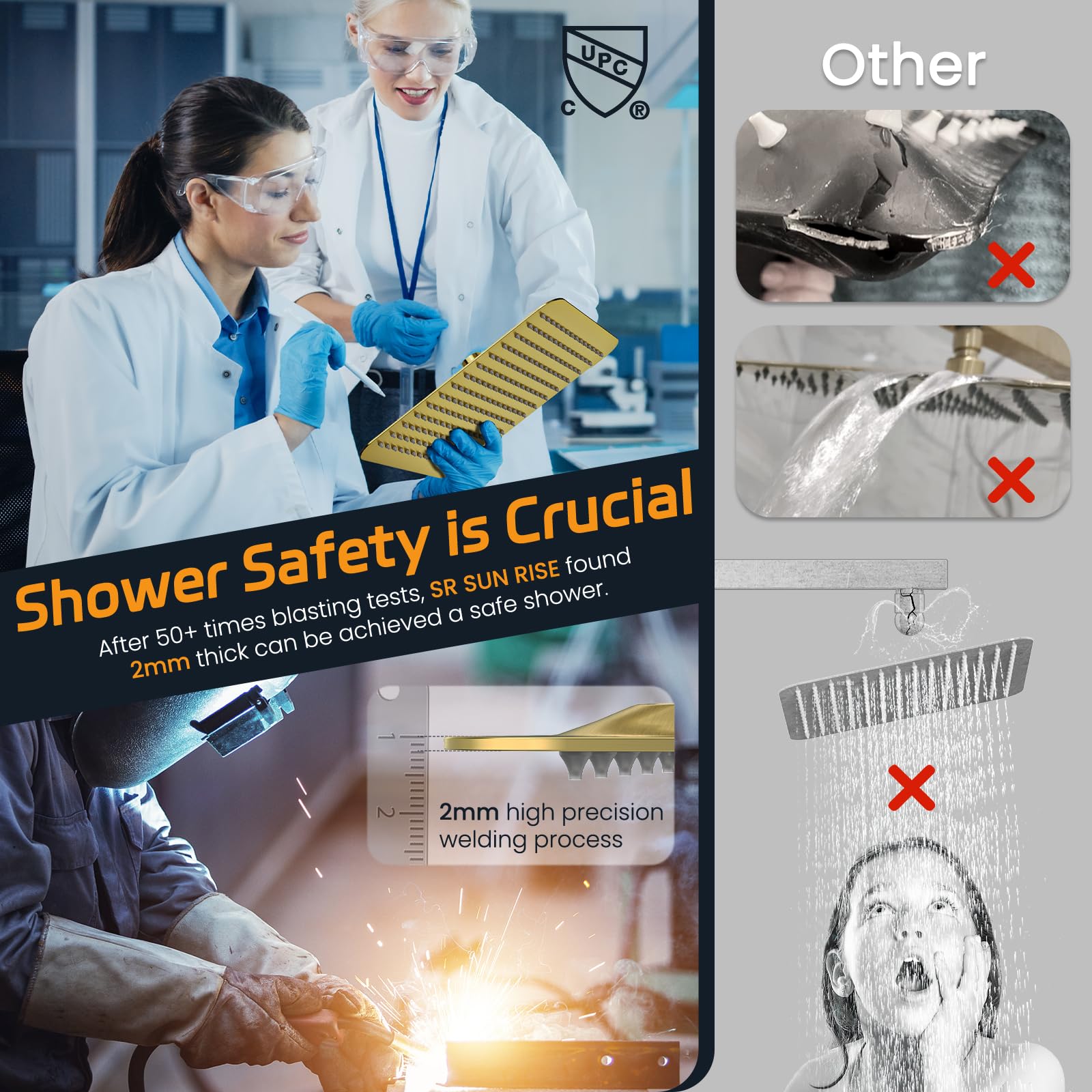 Wall-mounted Shower Arm Shower System(Square)