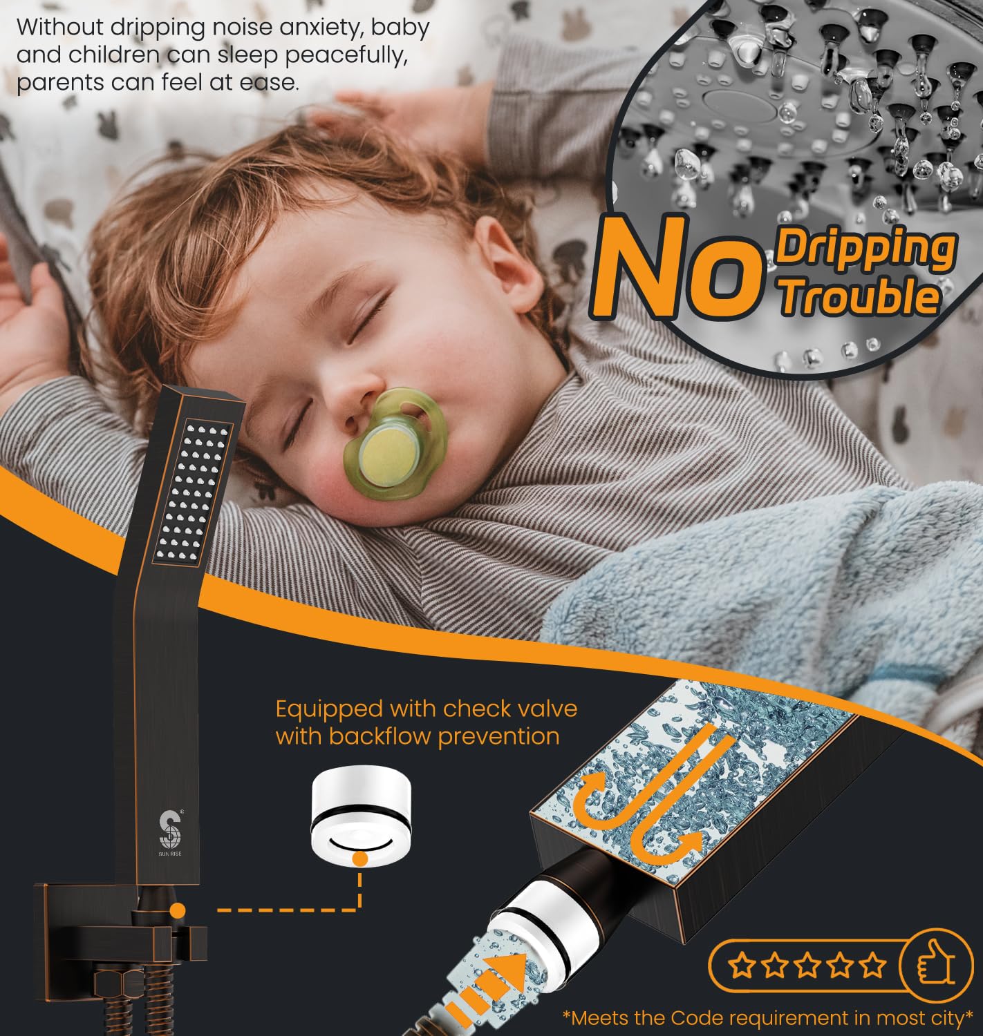 Wall-mounted Shower Arm Shower System(Square)