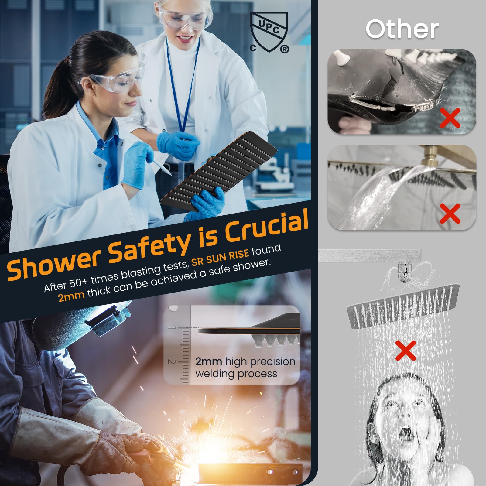 Wall-mounted Shower Arm Shower System(Square)