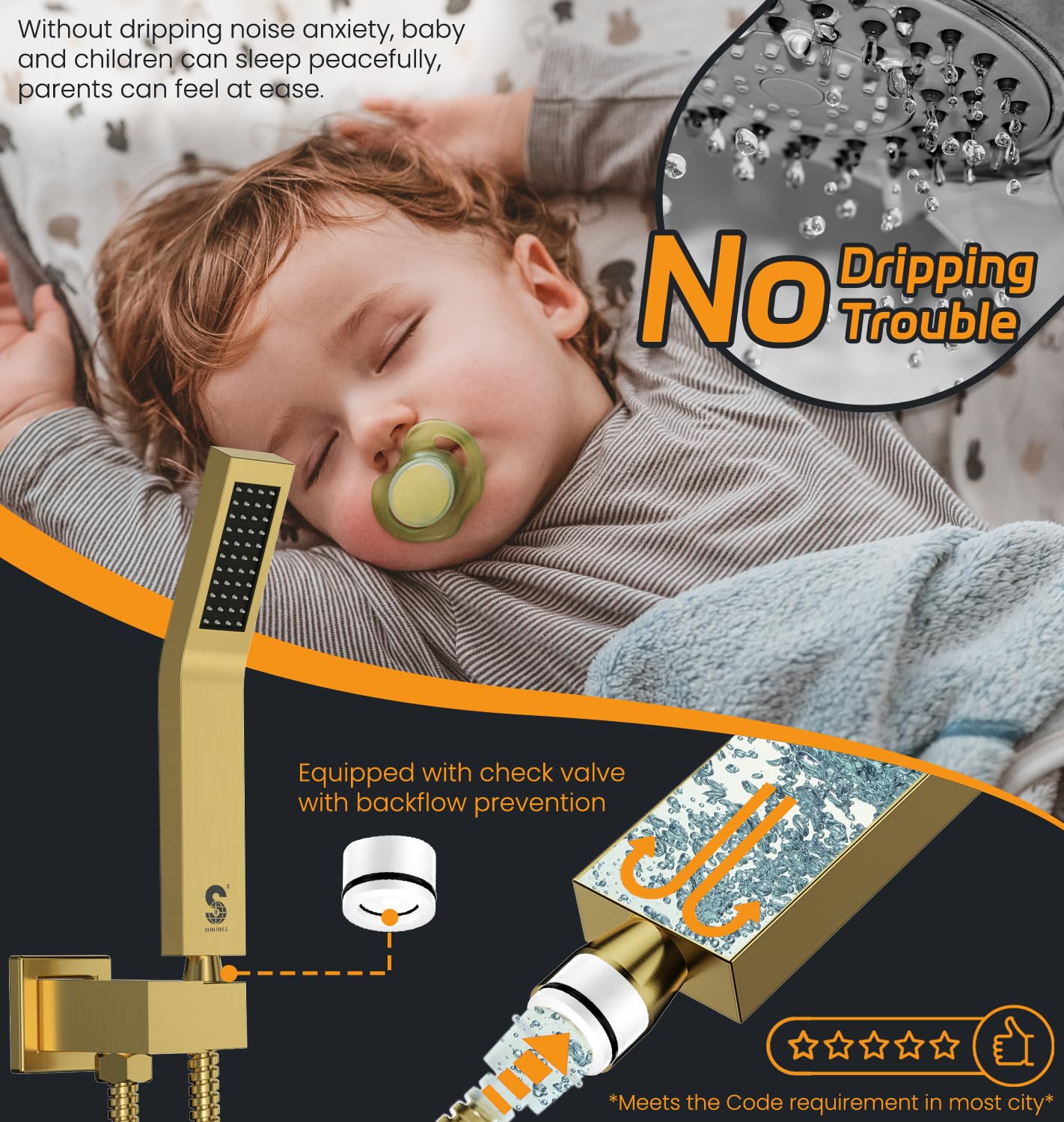 Wall-mounted Shower Arm Shower System(Square)