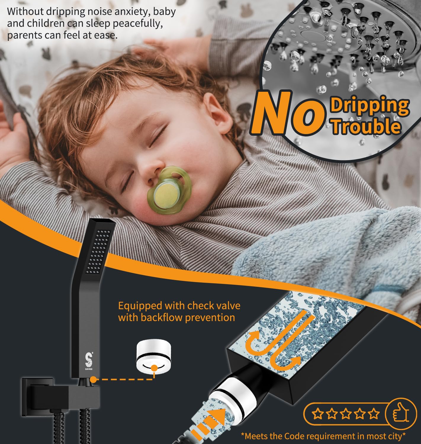 Wall-mounted Shower Arm Shower System(Square)