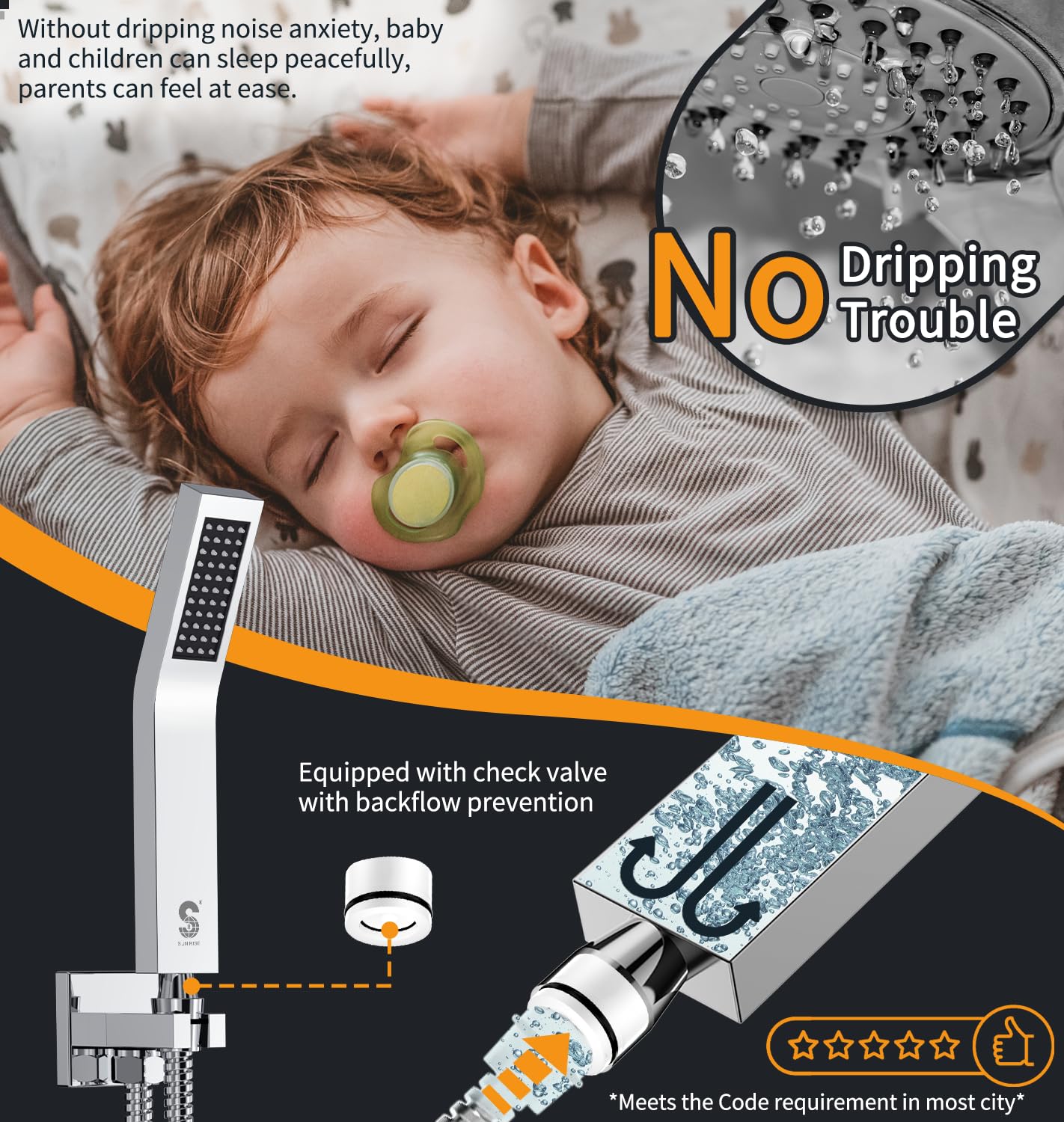 Wall-mounted Shower Arm Shower System(Square)