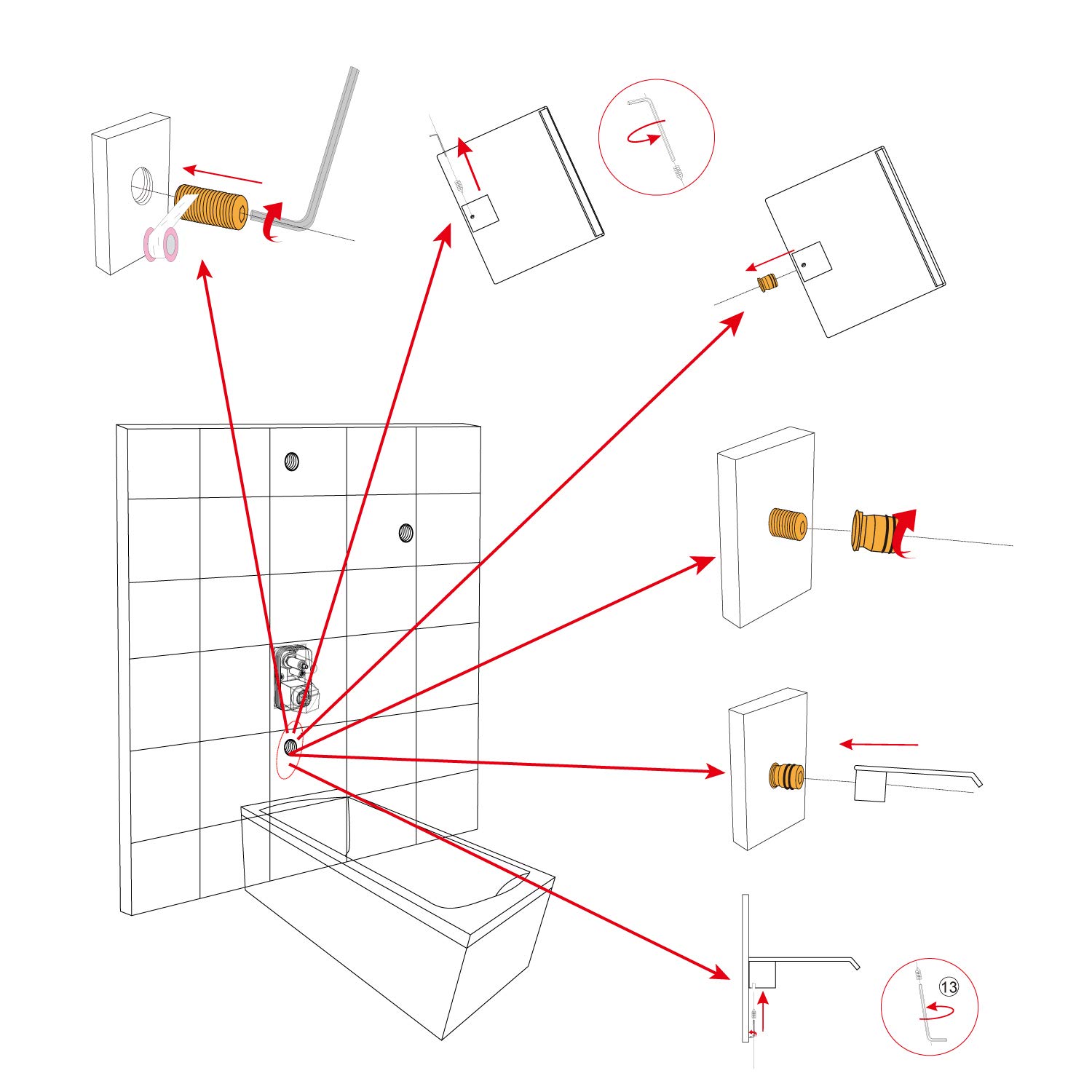 Wall-Mounted Tub Spout
