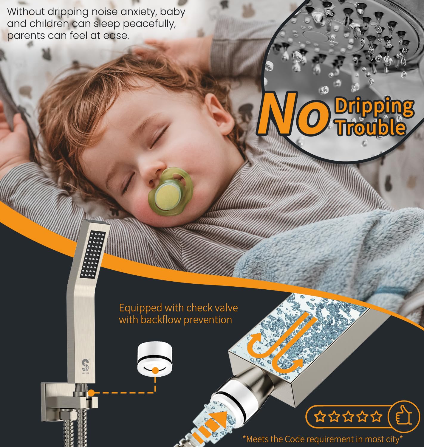 Wall-mounted Shower Arm Shower System(Square)