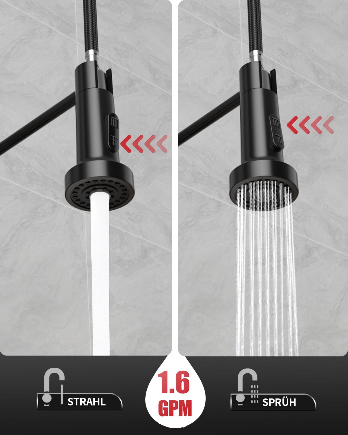 Spring-Loaded Pull-Down Kitchen Faucet (HD040）