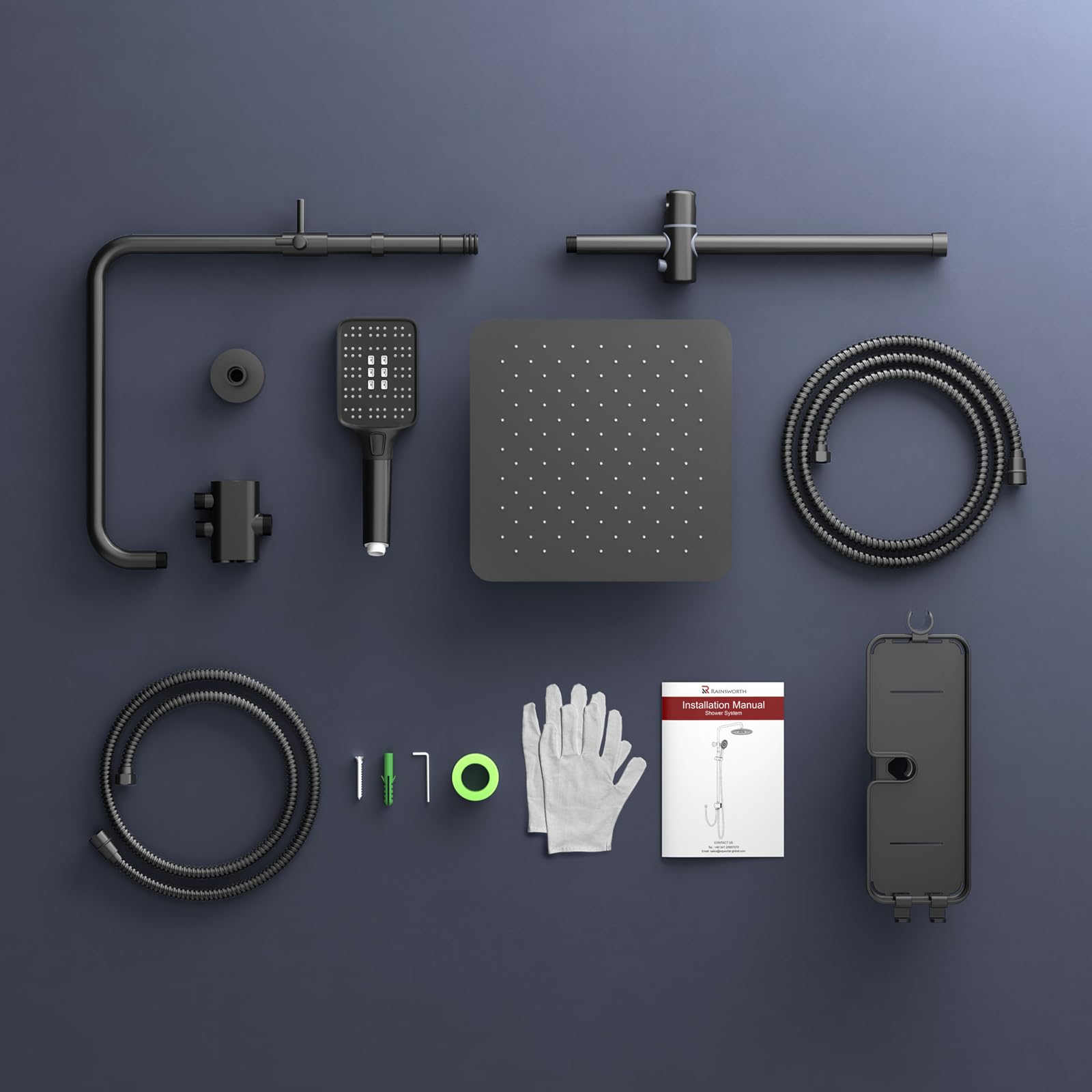 Shower Kit with Button Diverter with Shelf