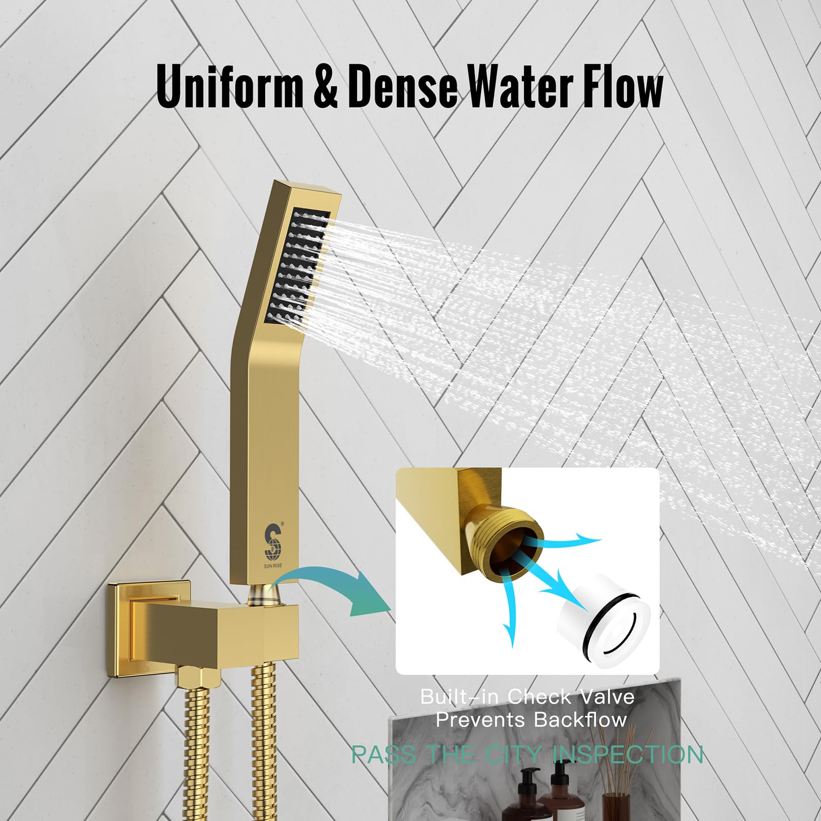 Wall-mounted Shower Arm Shower System(Square)