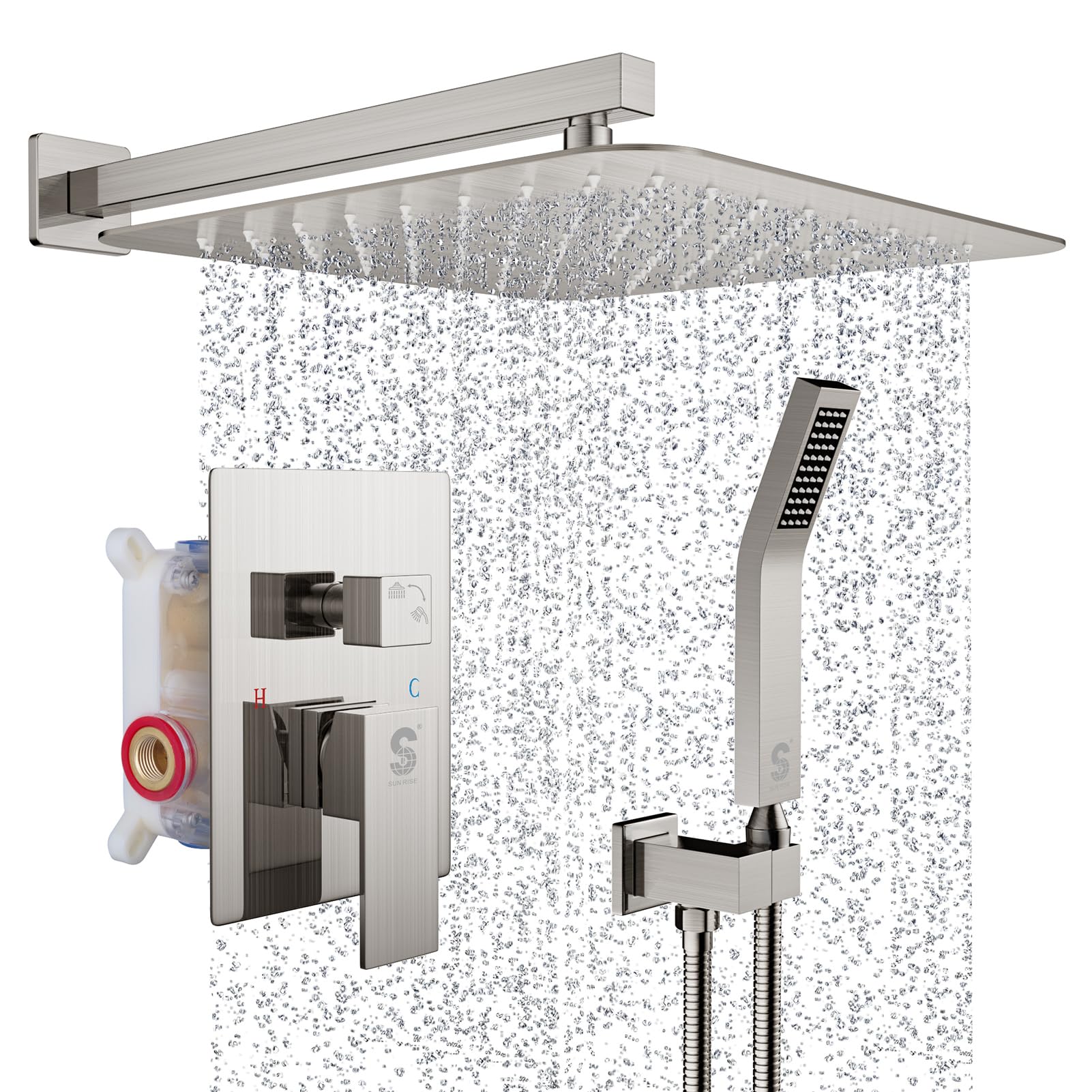 Wall-mounted Shower Arm Shower System(Square)