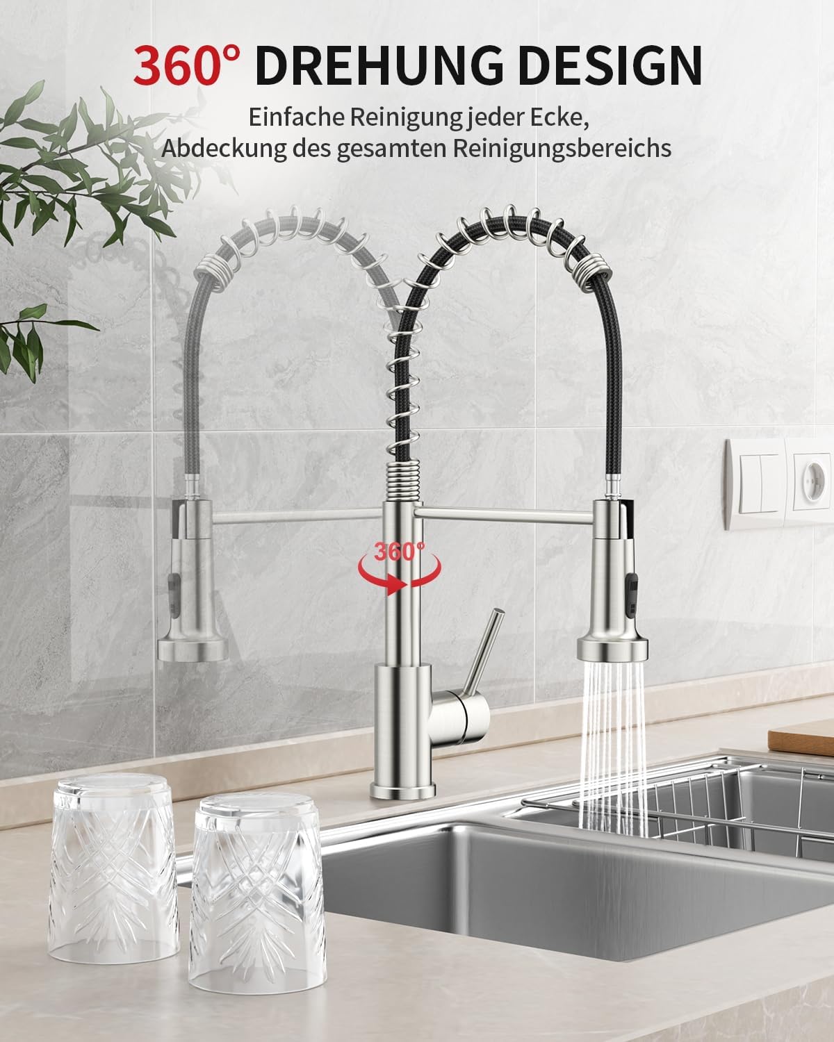 Spring-Loaded Pull-Down Kitchen Faucet (HD040）