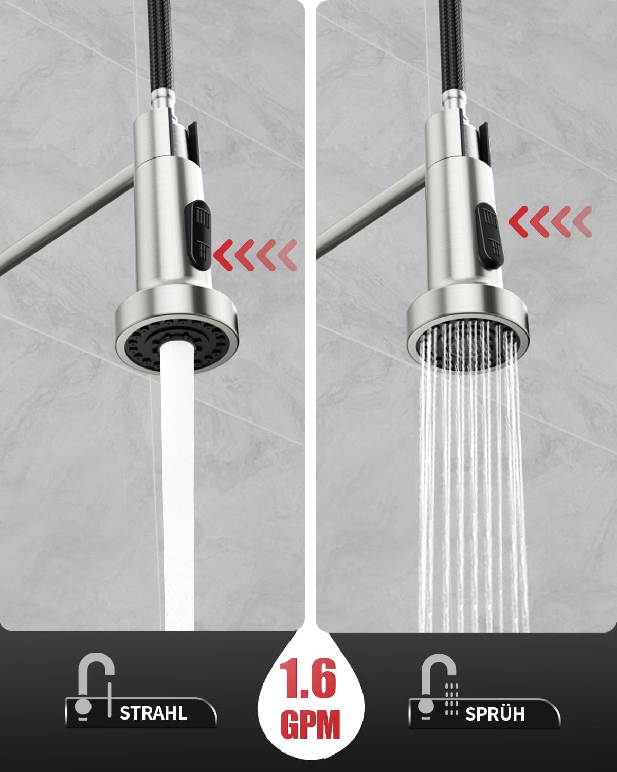 Spring-Loaded Pull-Down Kitchen Faucet (HD040）