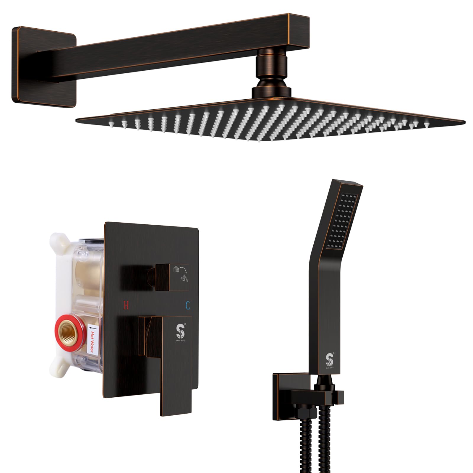 Wall-mounted Shower Arm Shower System(Square)