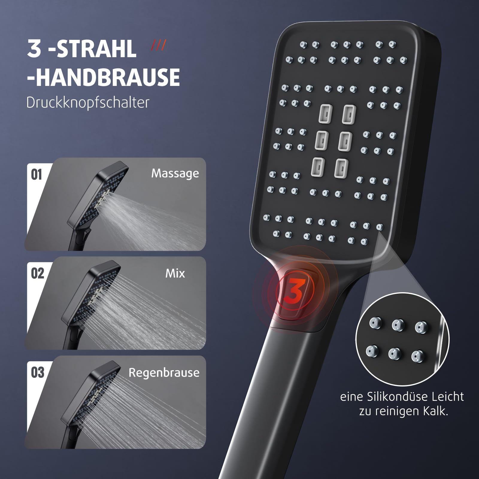 Shower Kit with Button Diverter with Shelf