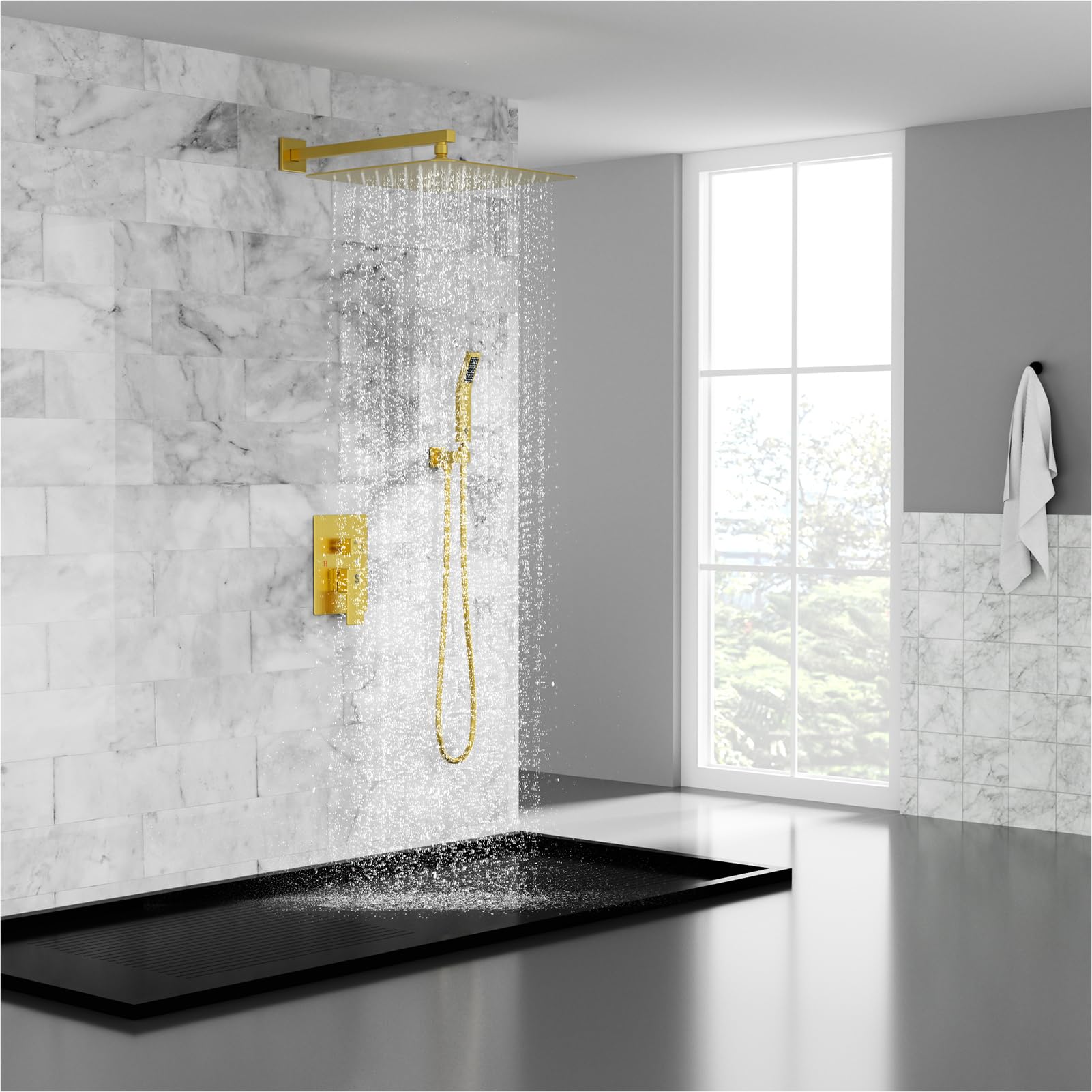 Wall-mounted Shower Arm Shower System(Square)