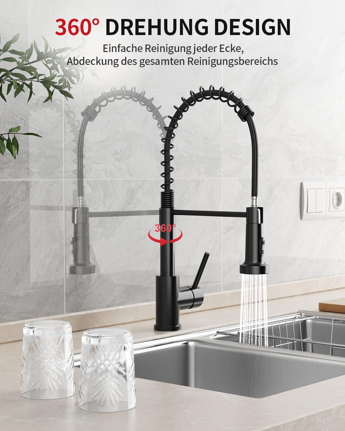 Spring-Loaded Pull-Down Kitchen Faucet (HD040）