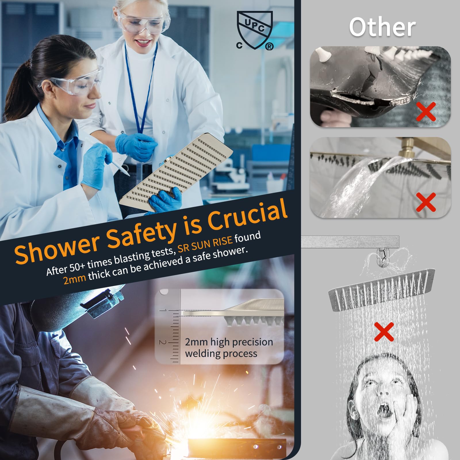 Wall-mounted Shower Arm Shower System(Square)