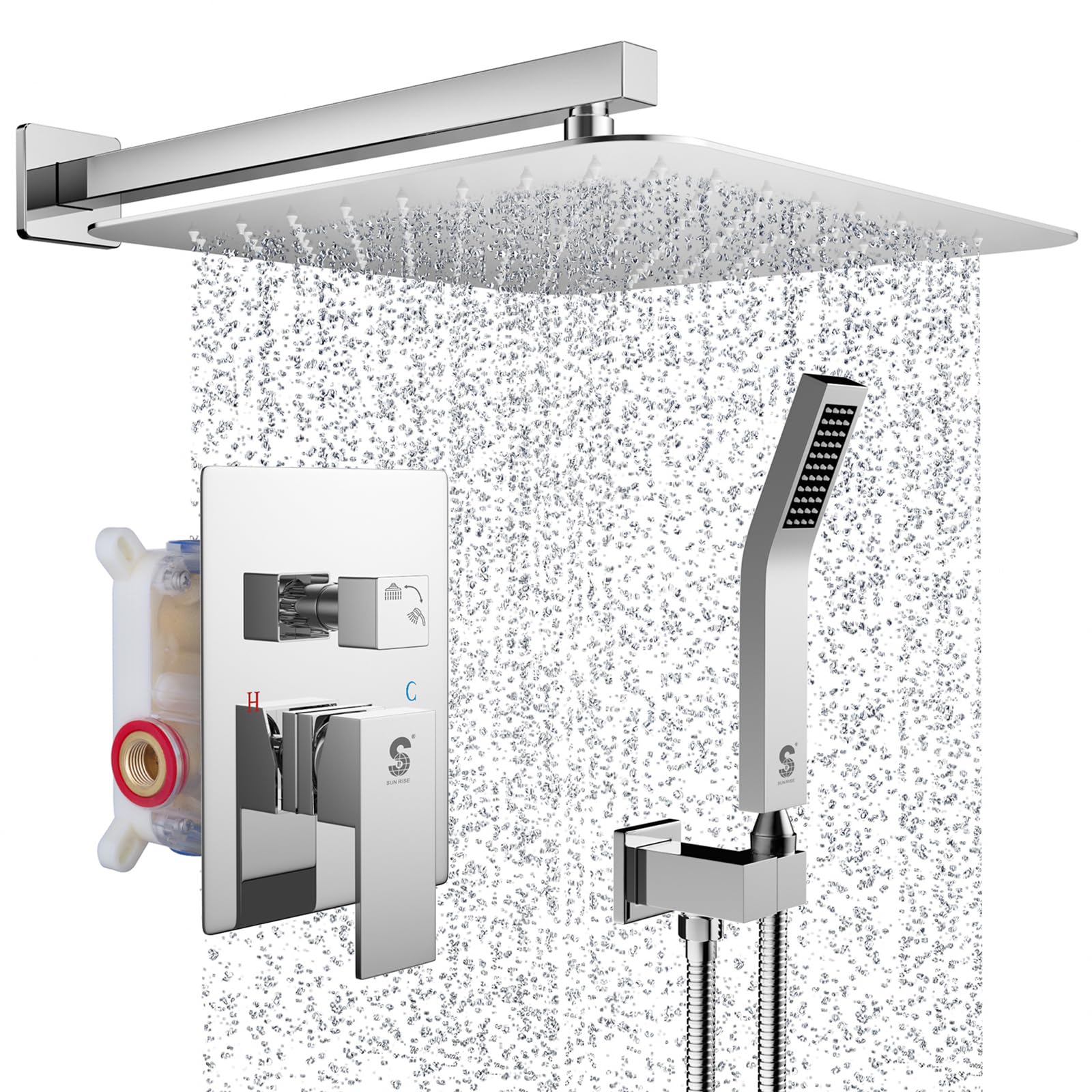 Wall-mounted Shower Arm Shower System(Square)