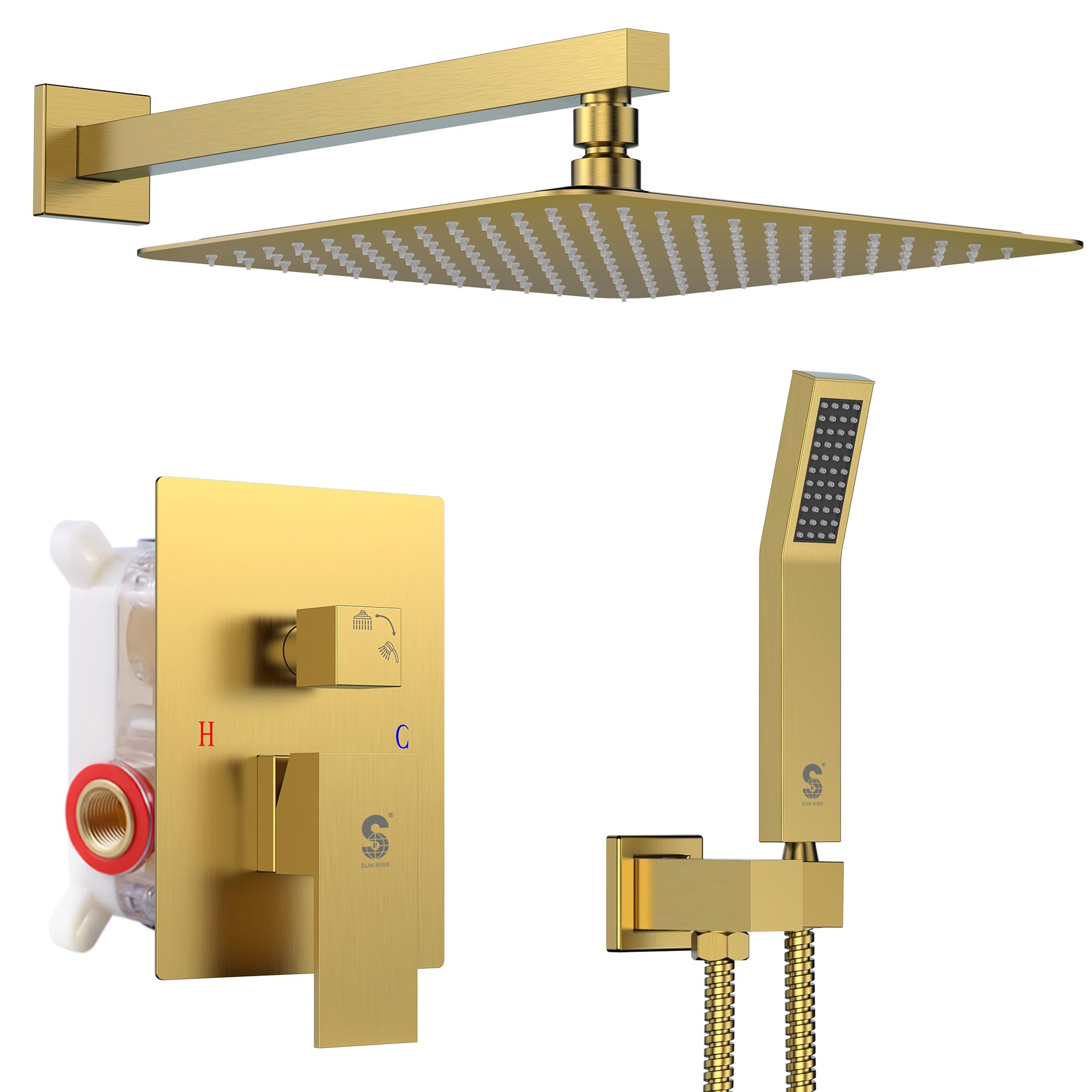 Wall-mounted Shower Arm Shower System(Square)