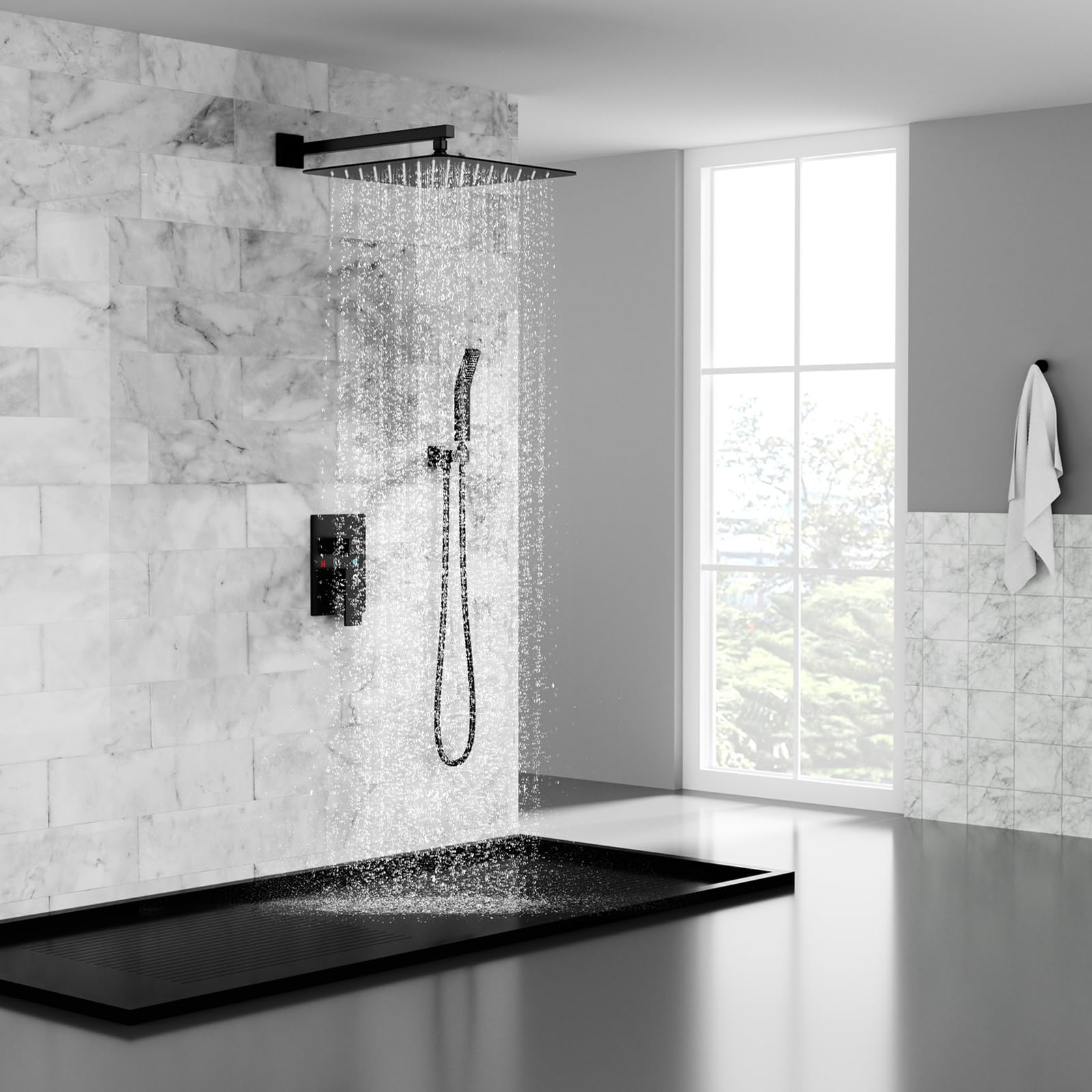 Wall-mounted Shower Arm Shower System(Square)