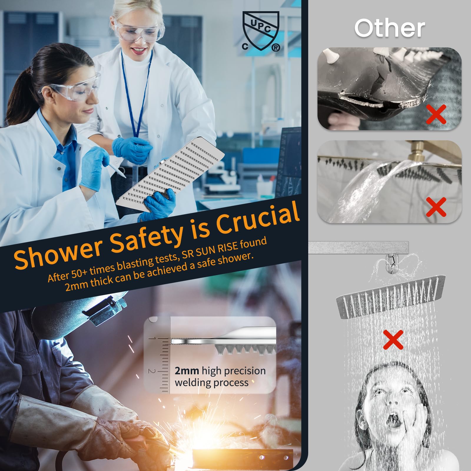 Wall-mounted Shower Arm Shower System(Square)