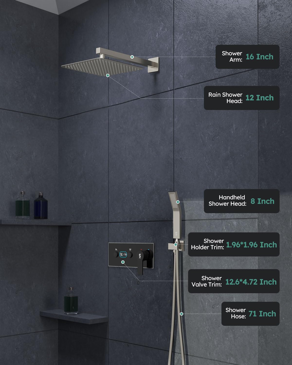 LED Digital Display Shower System