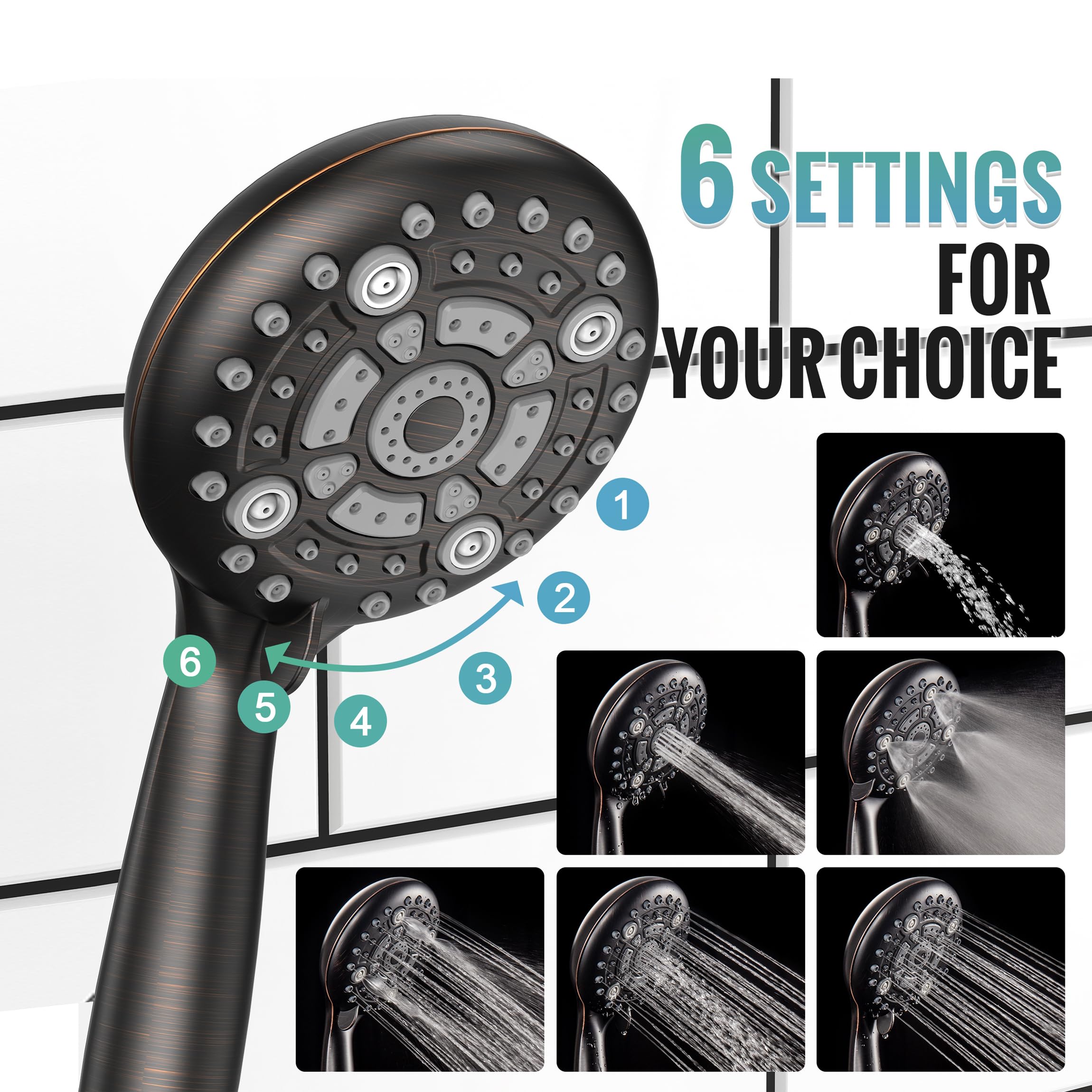 Shower Faucet Set with 3-Function High Pressure 10-Inch Shower System, 6-Setting Handheld Shower Head and Valve