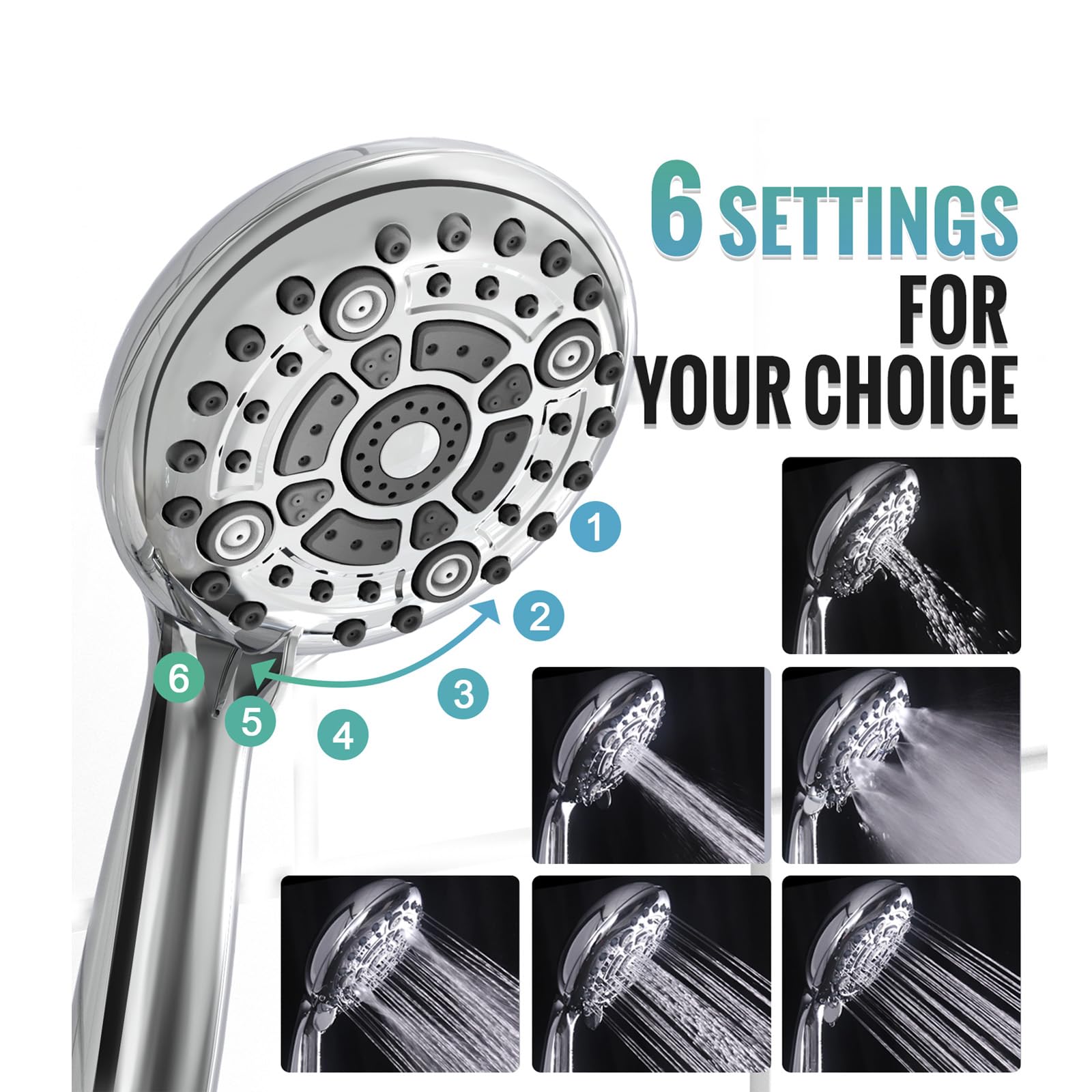 Shower Faucet Set with 3-Function High Pressure 10-Inch Shower System, 6-Setting Handheld Shower Head and Valve