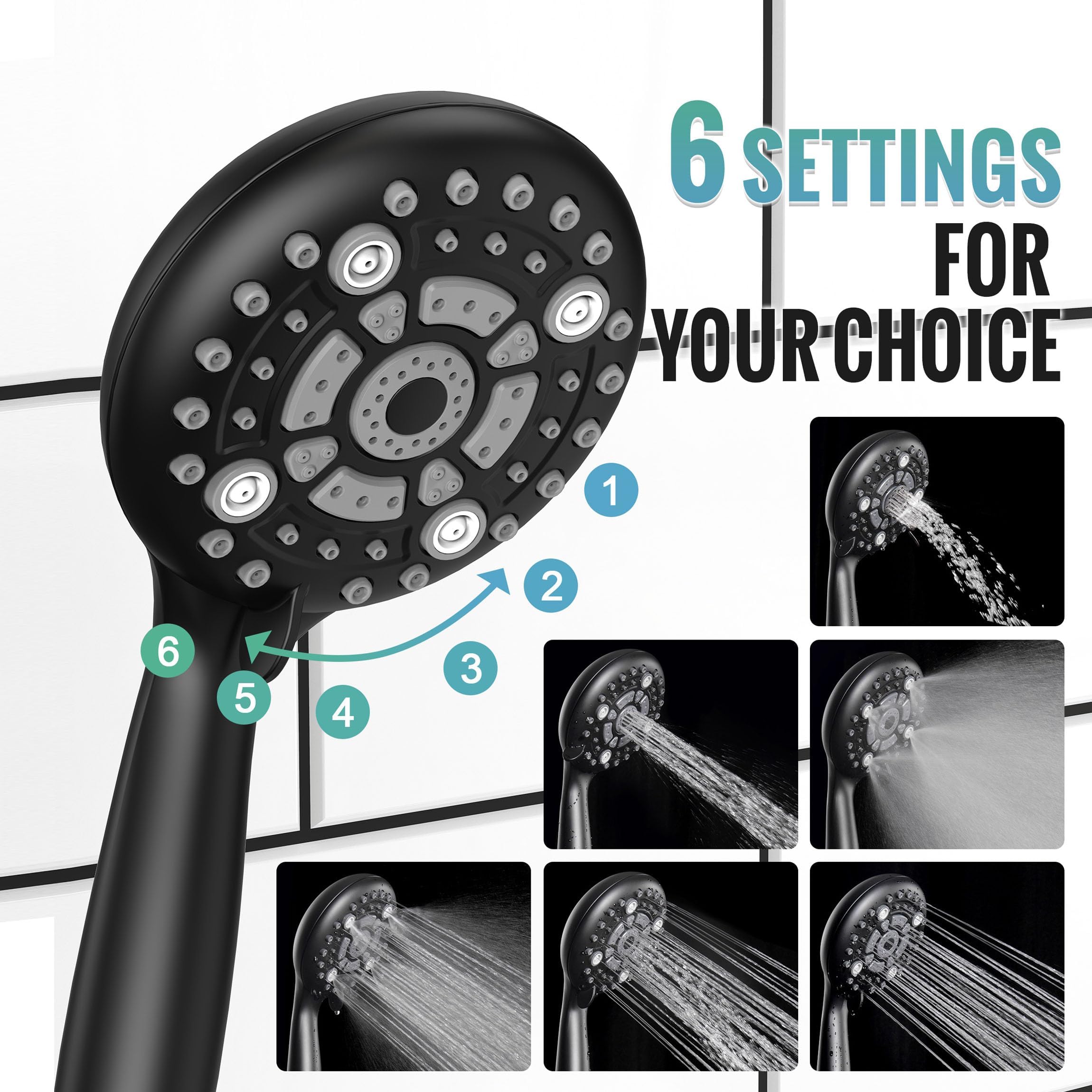 Shower Faucet Set with 3-Function High Pressure 10-Inch Shower System, 6-Setting Handheld Shower Head and Valve