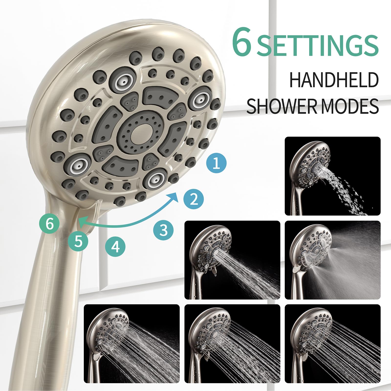 Shower Faucet Set with 3-Function High Pressure 10-Inch Shower System, 6-Setting Handheld Shower Head and Valve