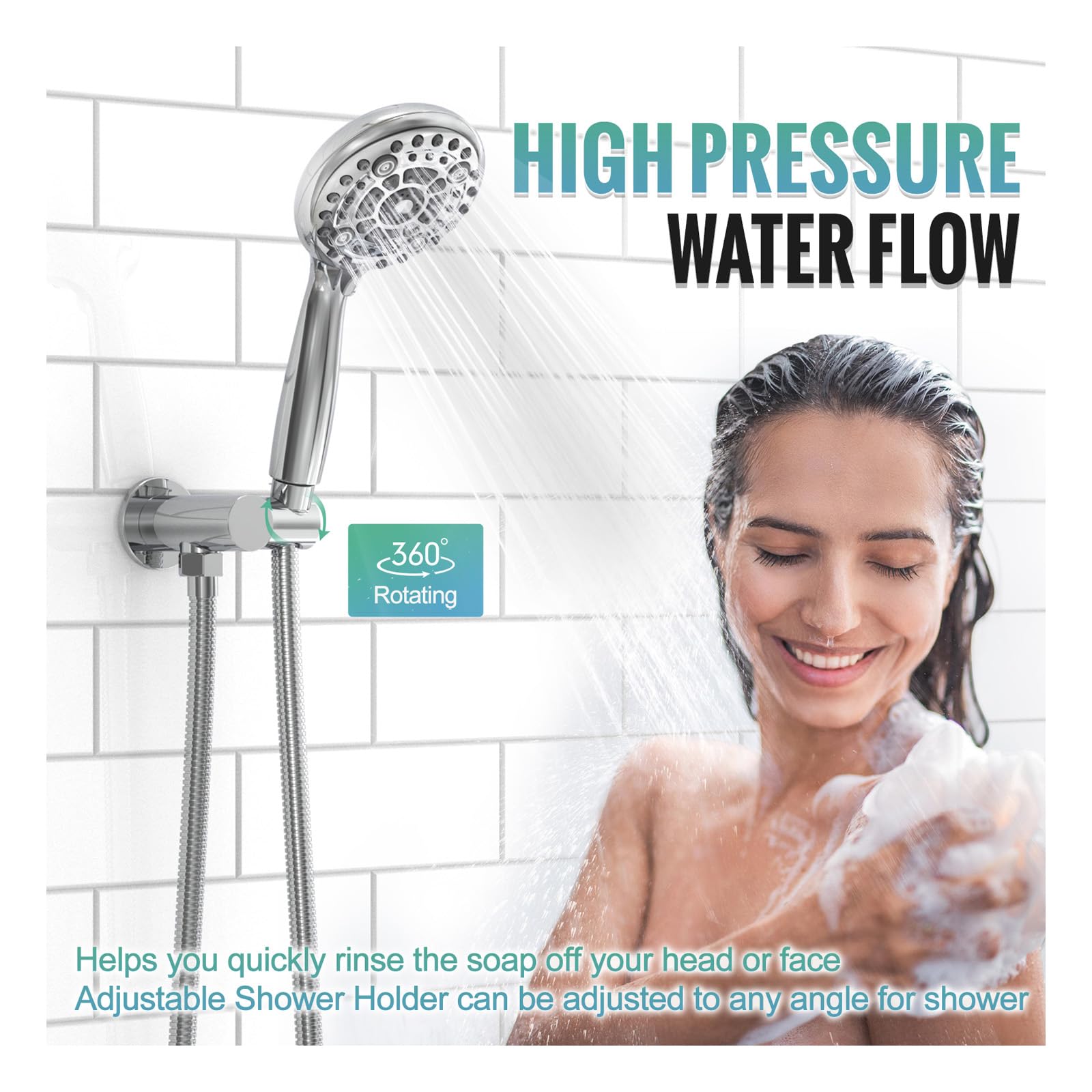 Shower Faucet Set with 3-Function High Pressure 10-Inch Shower System, 6-Setting Handheld Shower Head and Valve