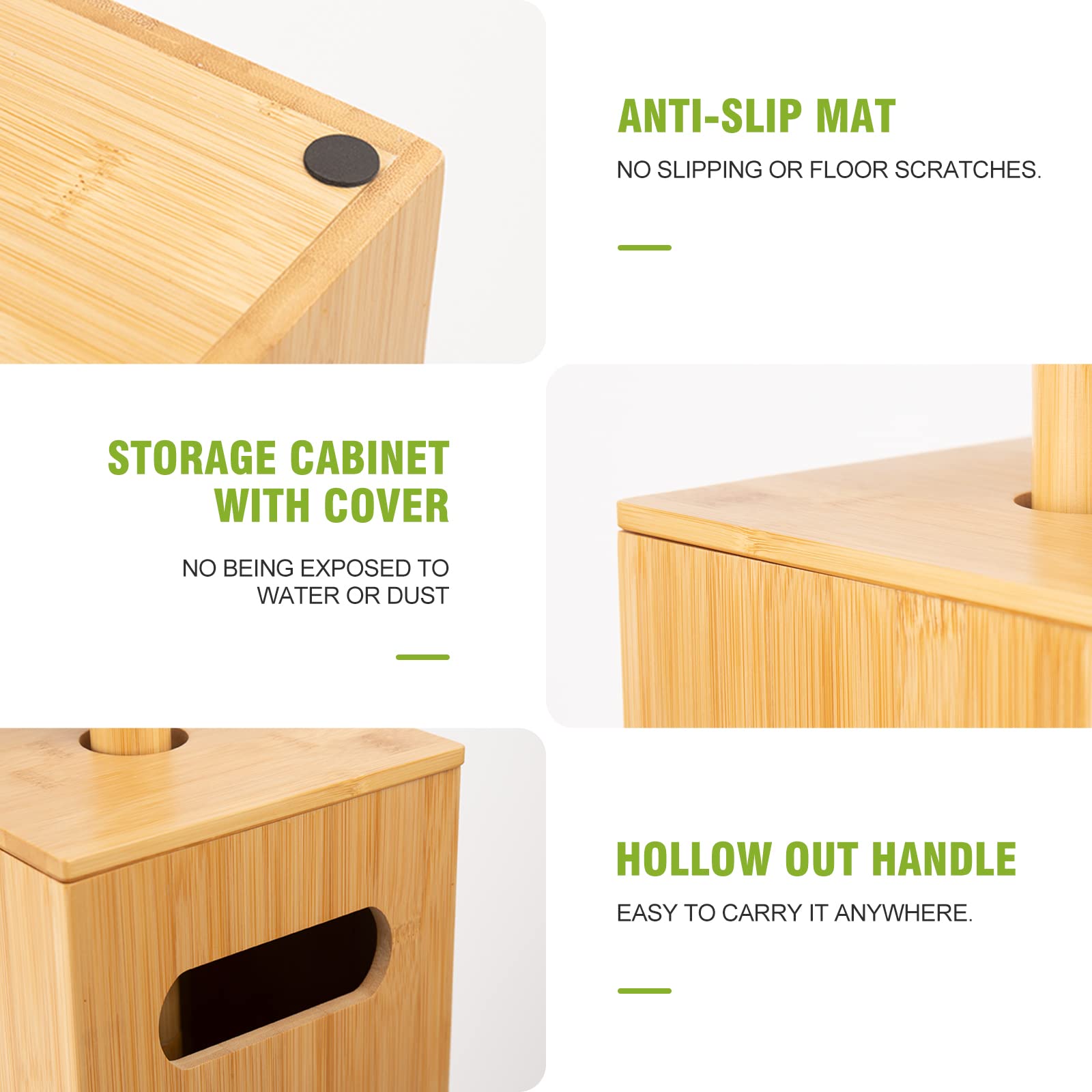 Bamboo Toilet Paper Holder with 4+1 Rolls Storage