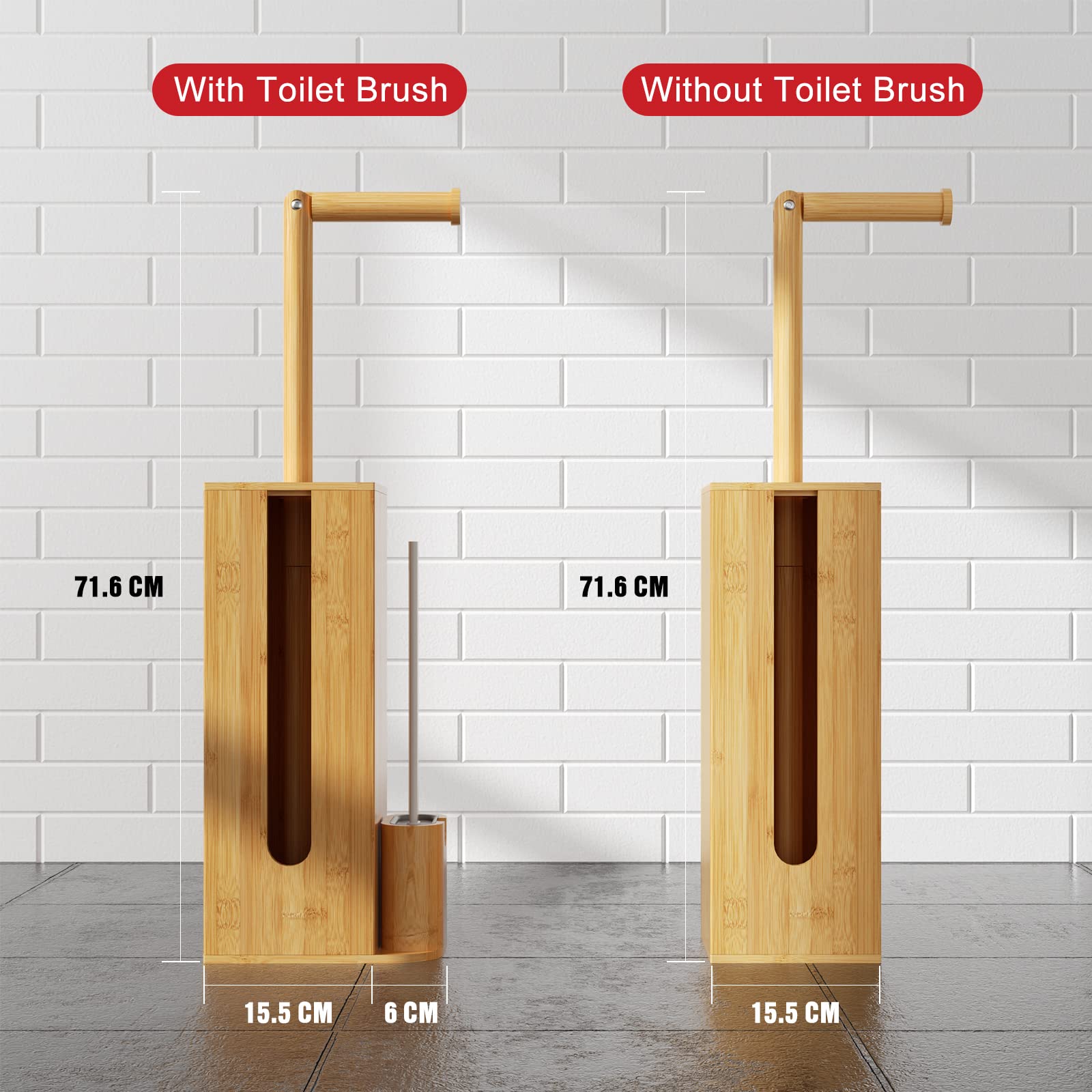 Bamboo Toilet Paper Holder with 4+1 Rolls Storage