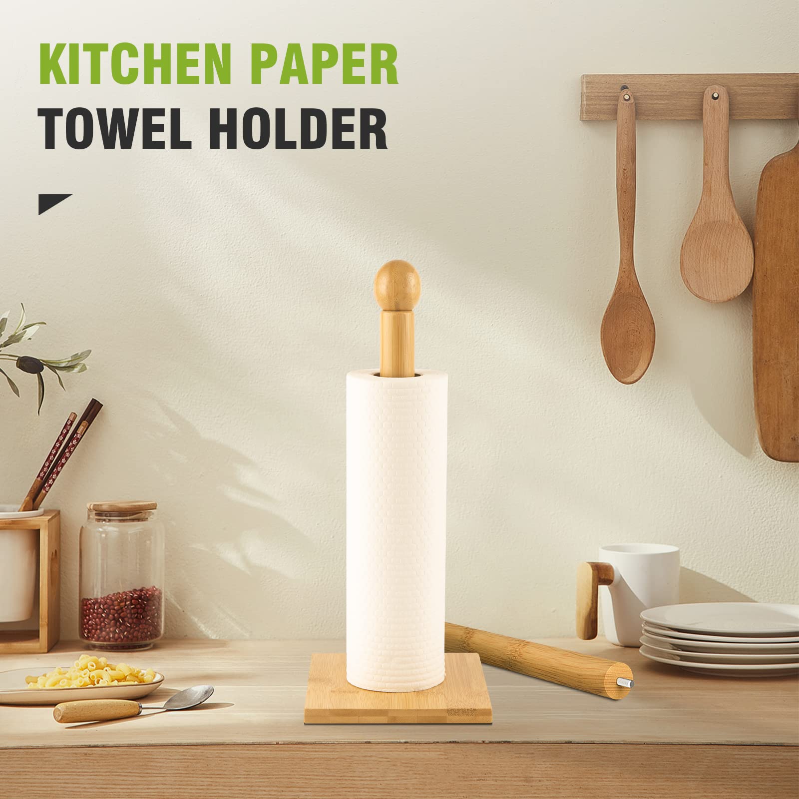 Bamboo Toilet Paper Holder with 4+1 Rolls Storage