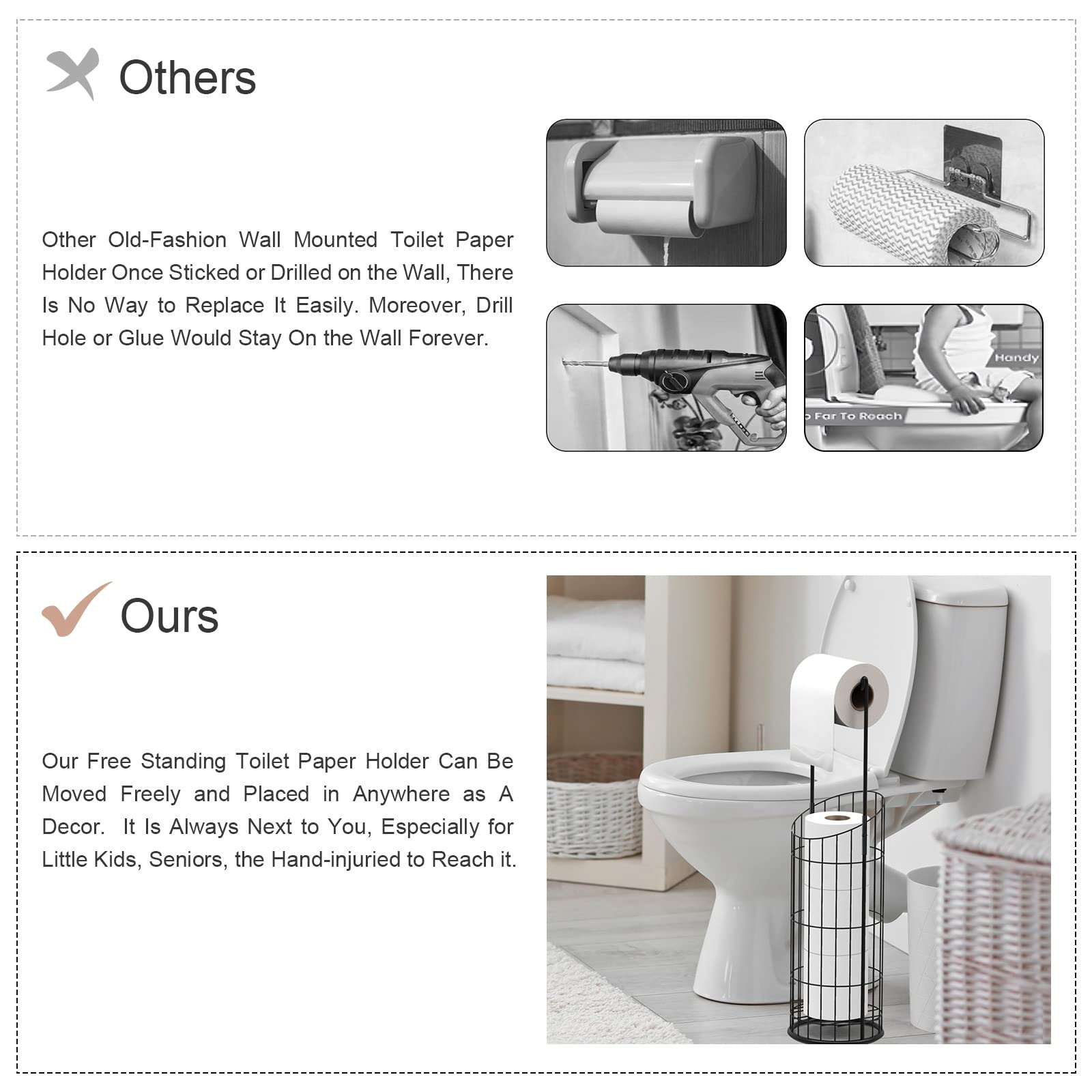 Toilet Paper Holder with High Raised Base