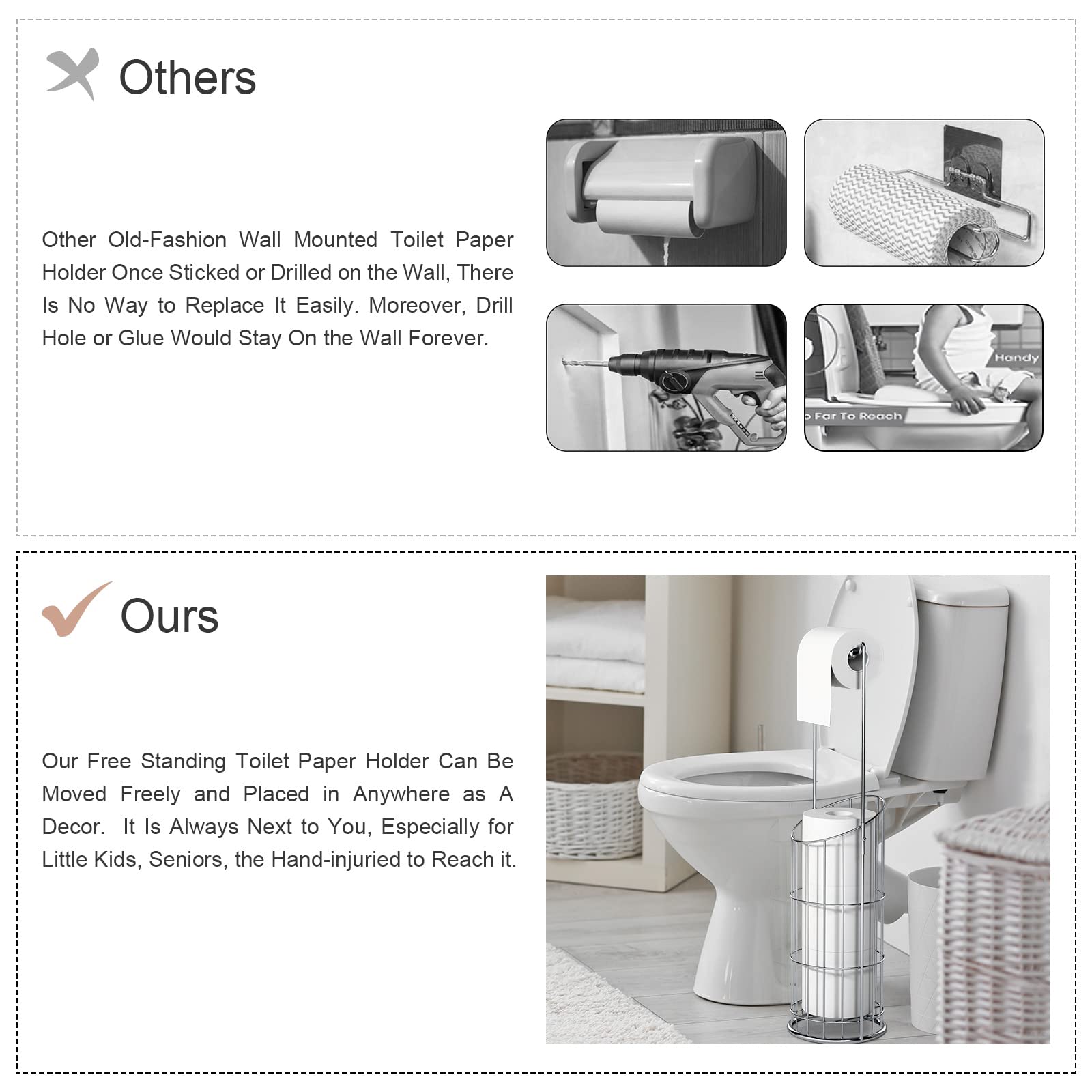 Toilet Paper Holder with High Raised Base