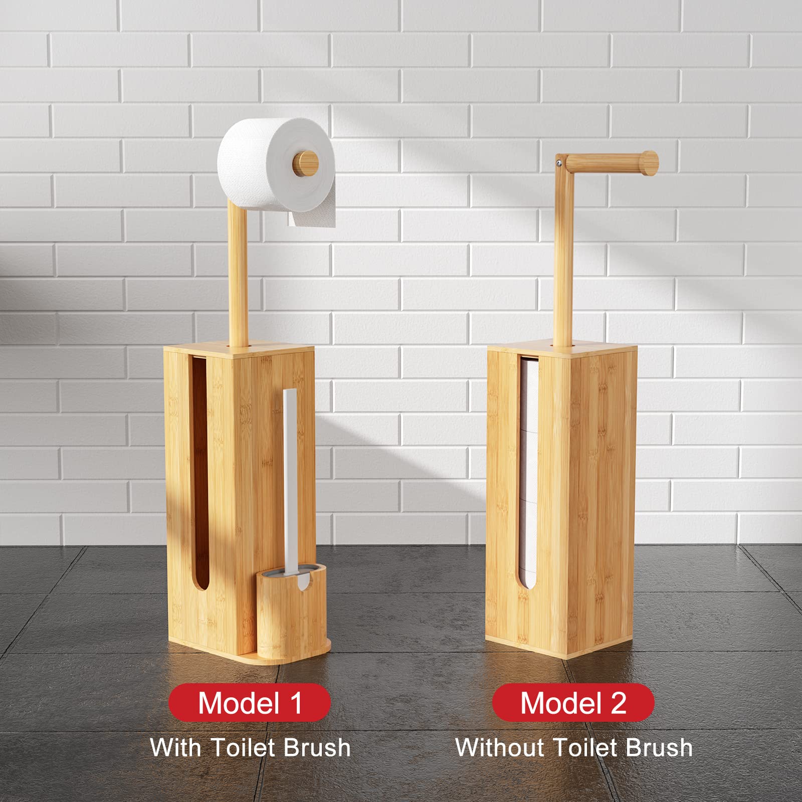 Bamboo Toilet Paper Holder with 4+1 Rolls Storage