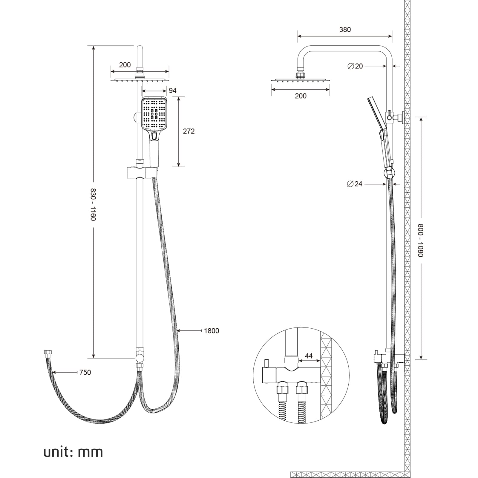 Shower Kit with Trim Kit Diverter