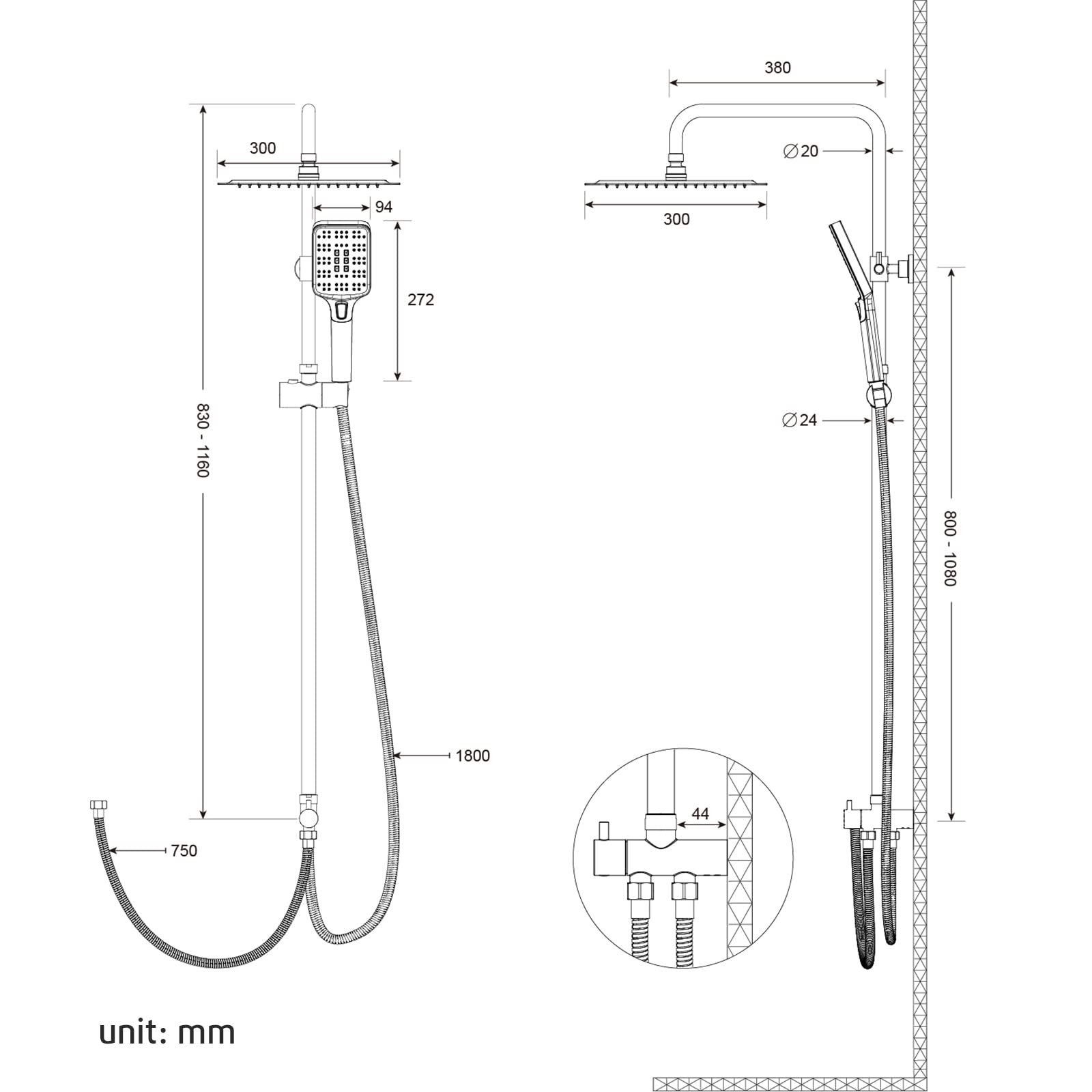 Shower Kit with Trim Kit Diverter