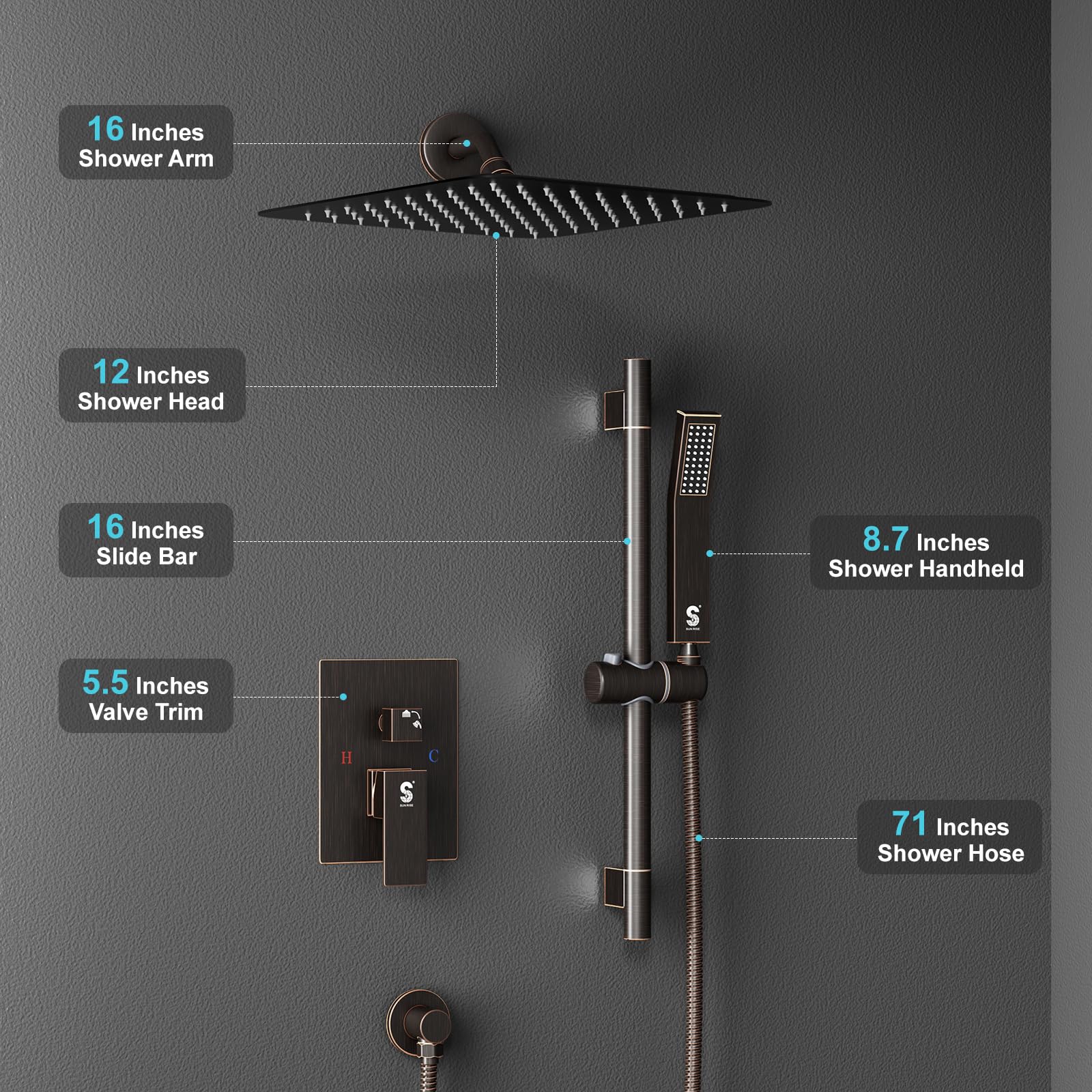 8-Inch Square Shower Faucet System