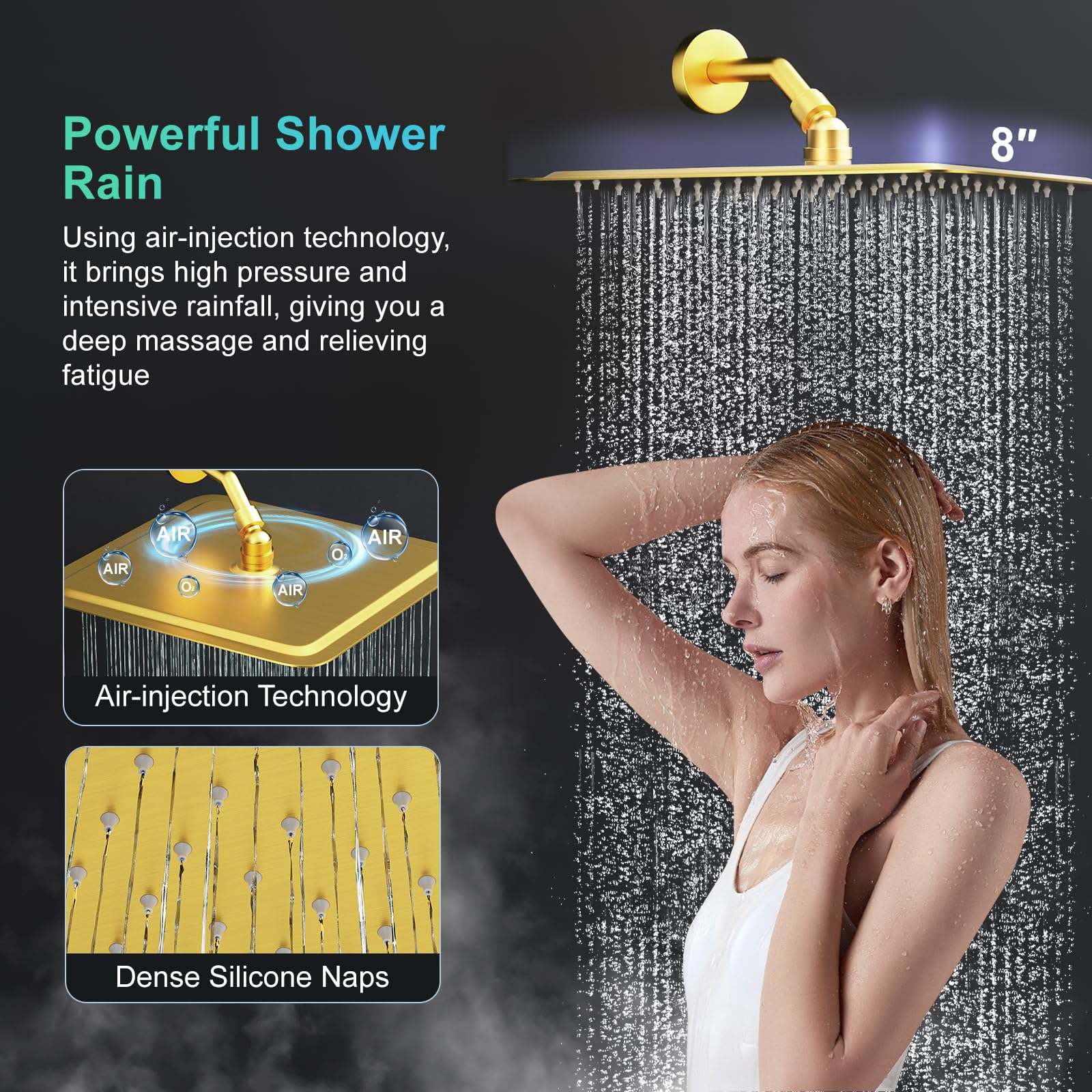 8-Inch Square Shower Faucet System