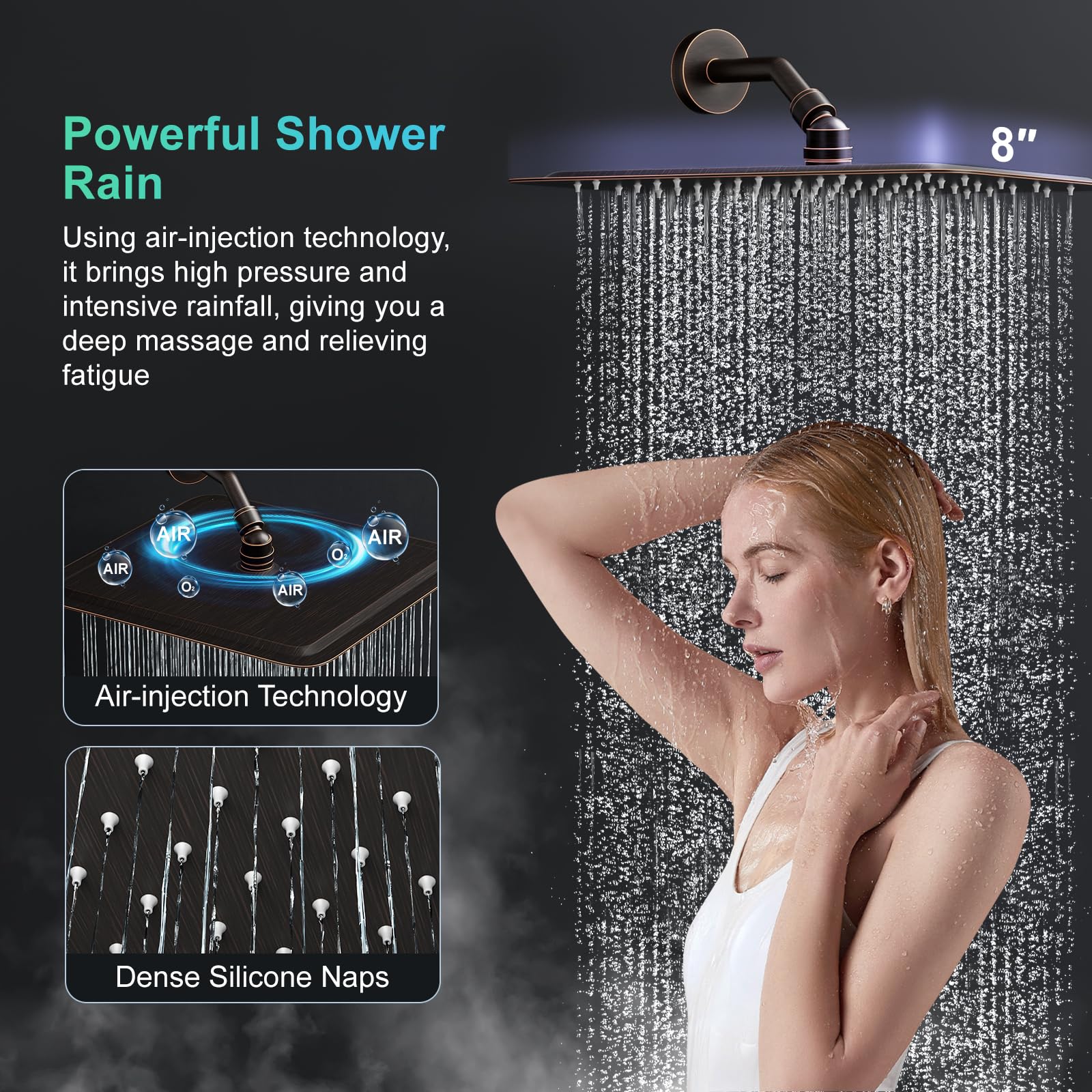 8-Inch Square Shower Faucet System