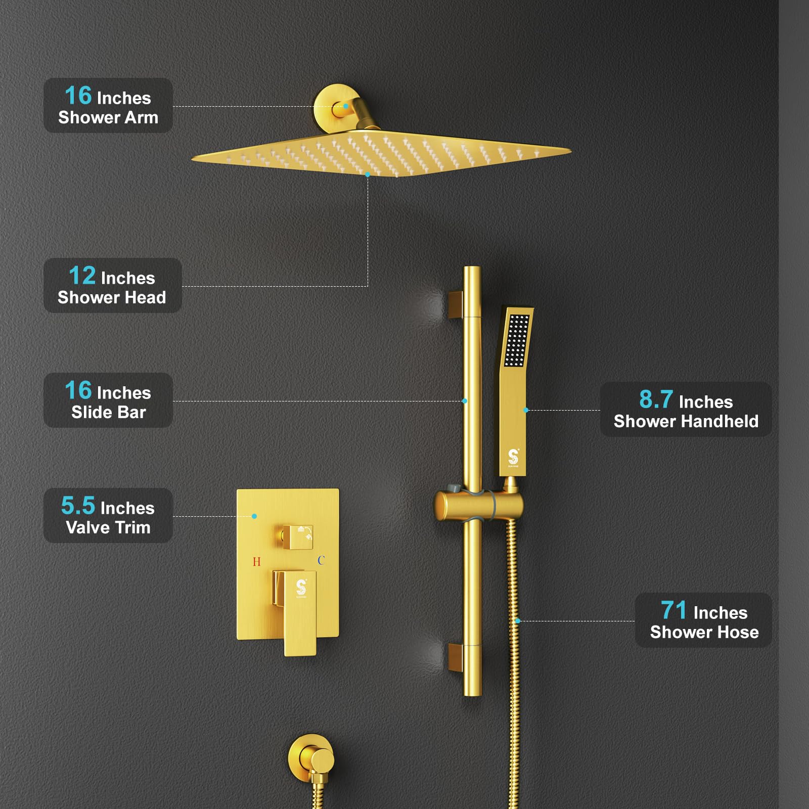 8-Inch Square Shower Faucet System
