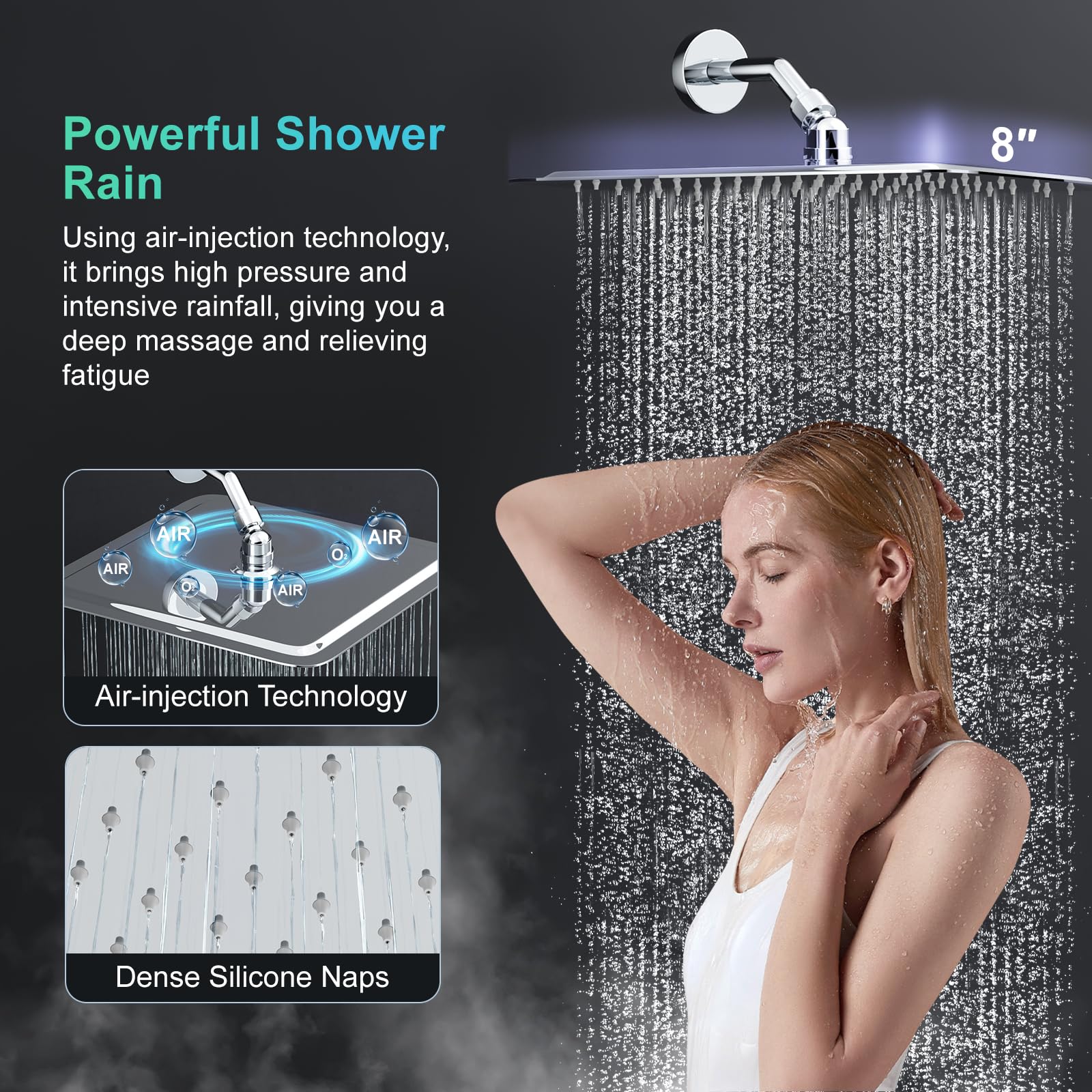 8-Inch Square Shower Faucet System