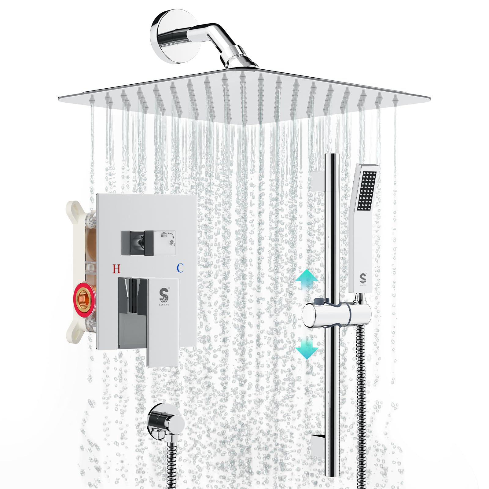8-Inch Square Shower Faucet System