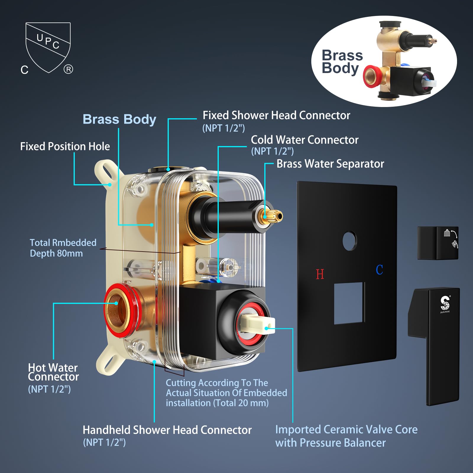 8-Inch Square Shower Faucet System